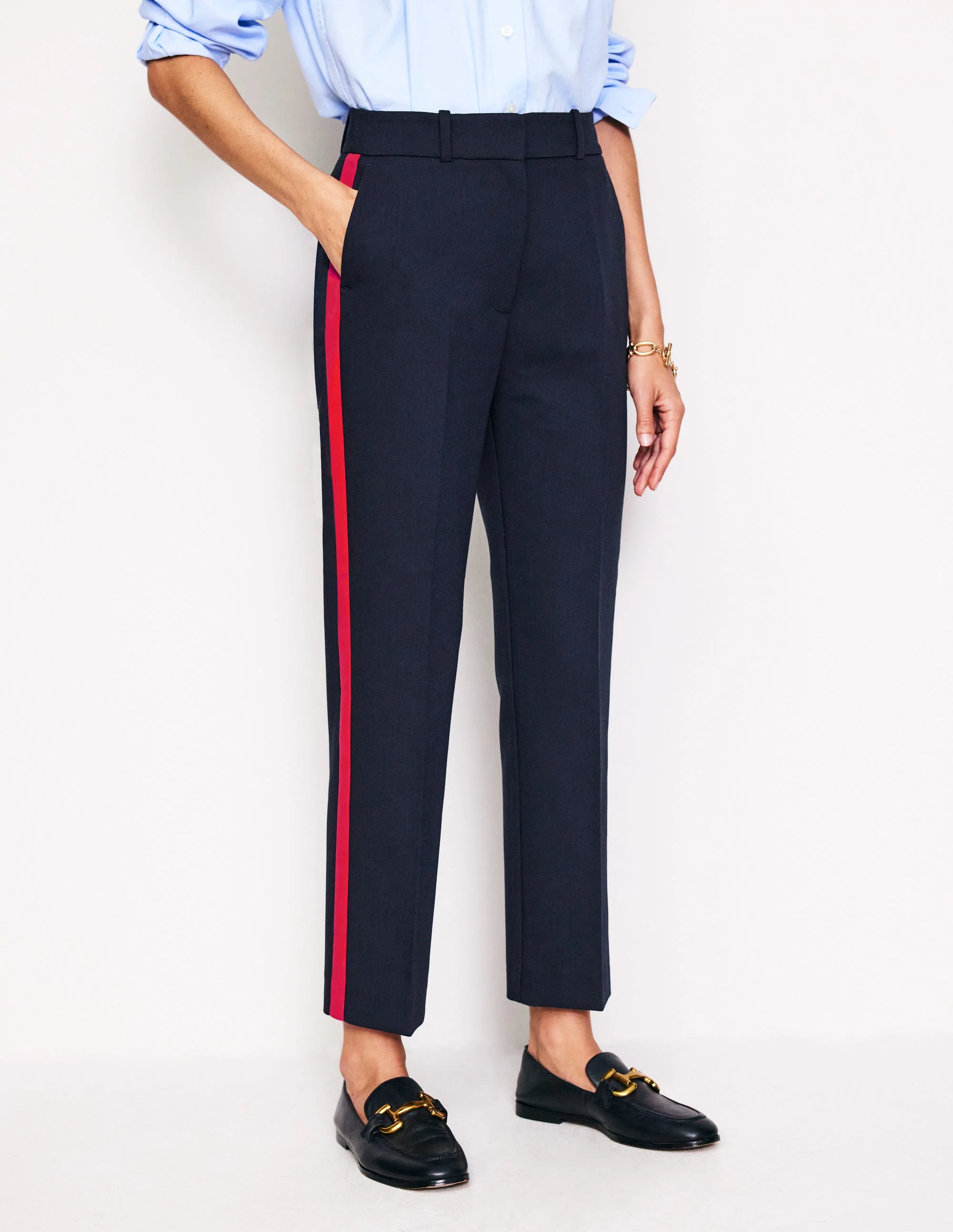 Kew Side Stripe Trousers-Navy, Red Stripe - Image 4