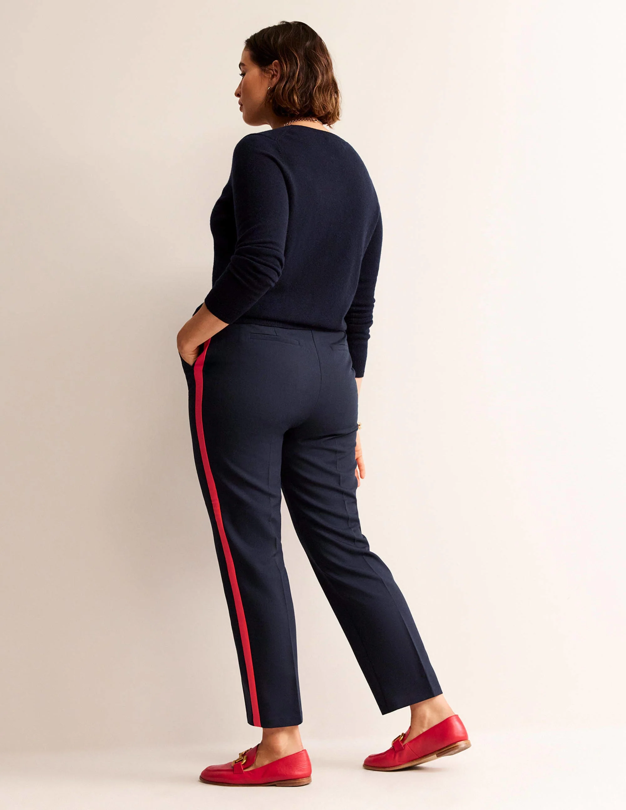 Kew Side Stripe Trousers-Navy, Red Stripe - Image 7