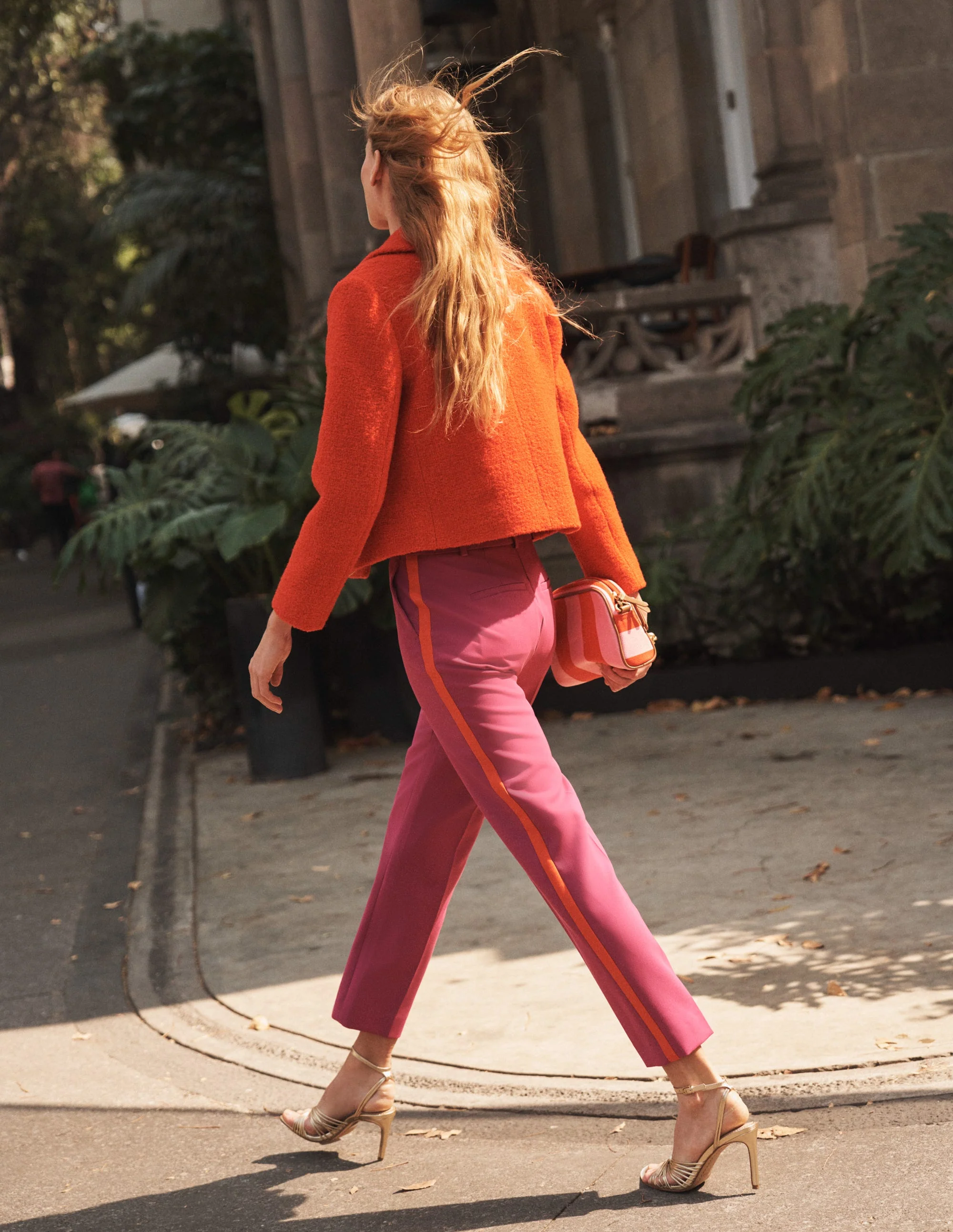 Kew Side Stripe Trousers-Rose Violet, Red Stripe - Image 5