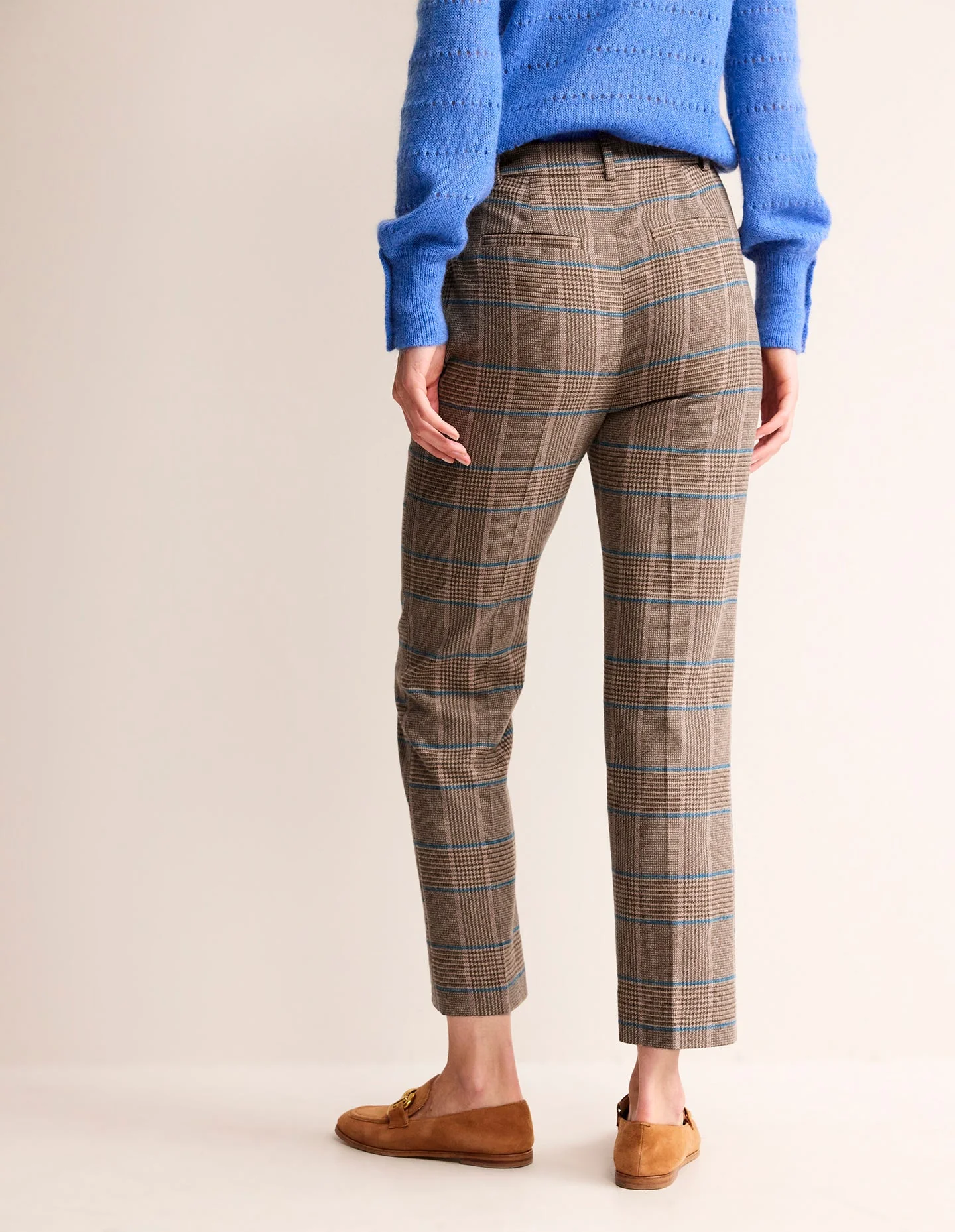 Kew Wool Trousers-Camel and Pink Prince of Wales - Image 3