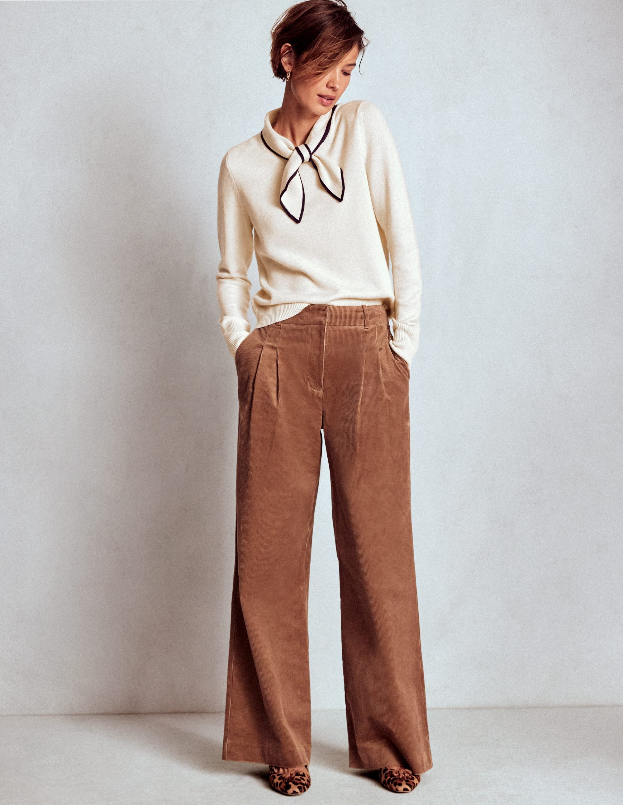 Knitted Bow Jumper-Warm Ivory - Image 4