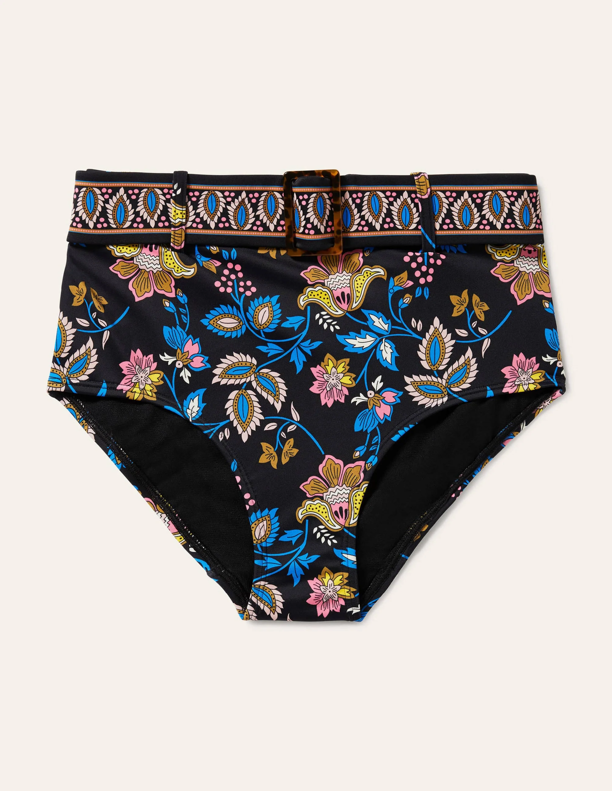 Kythira Belted Bikini Bottoms-Black, Summer Chintz - Image 5