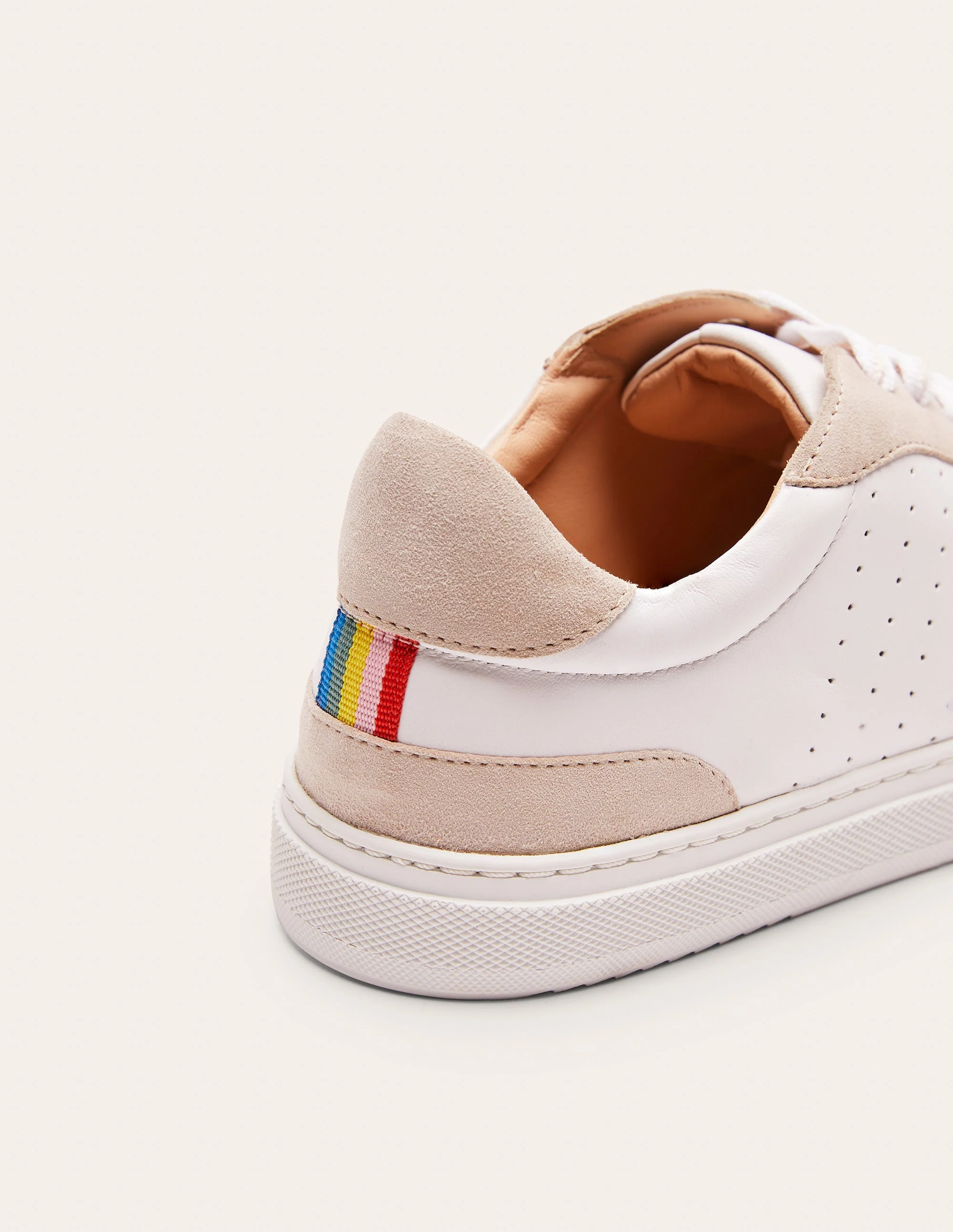 Lace Up Leather Trainers-Ecru - Image 2