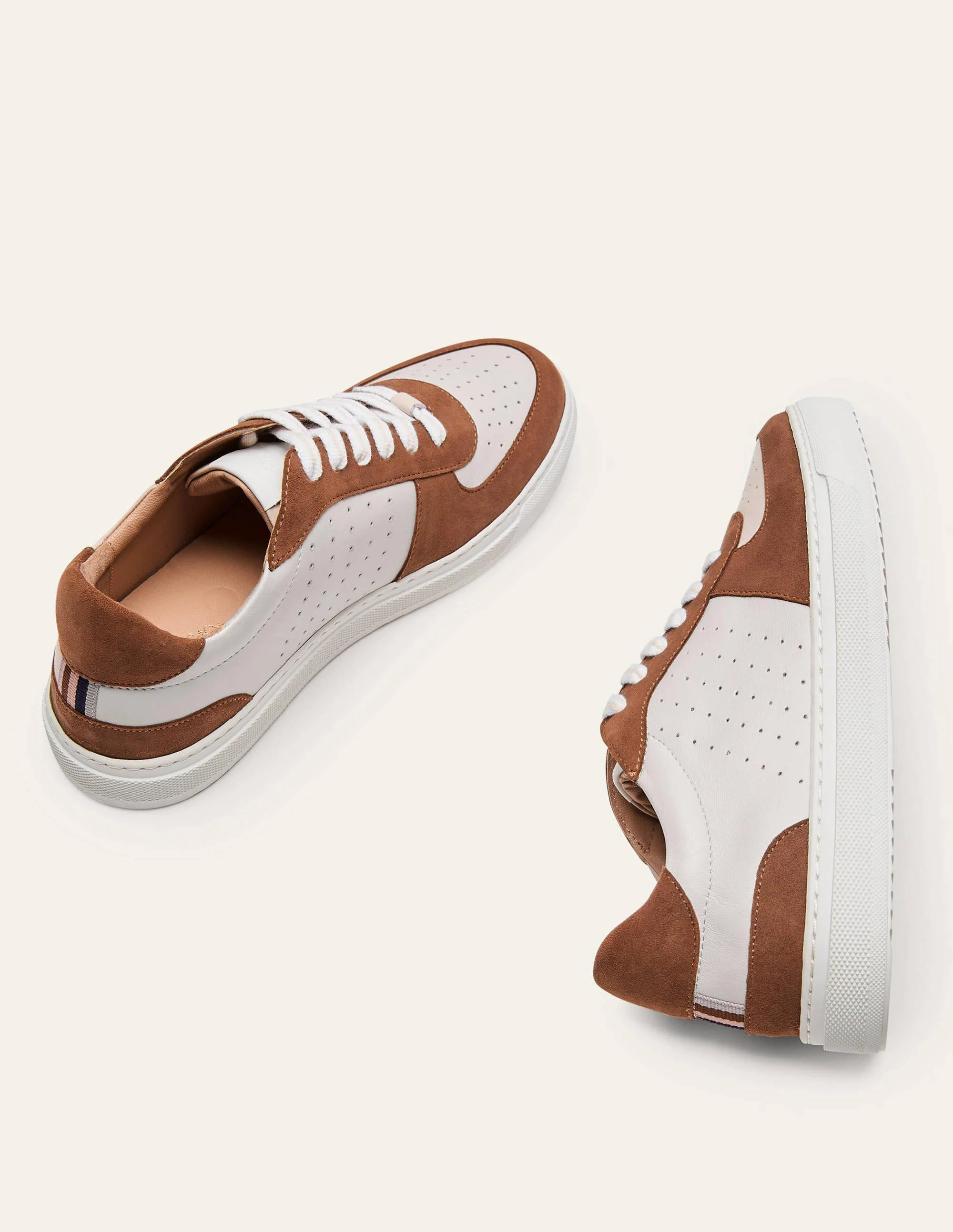 Lace Up Leather Trainers-Tan - Image 4