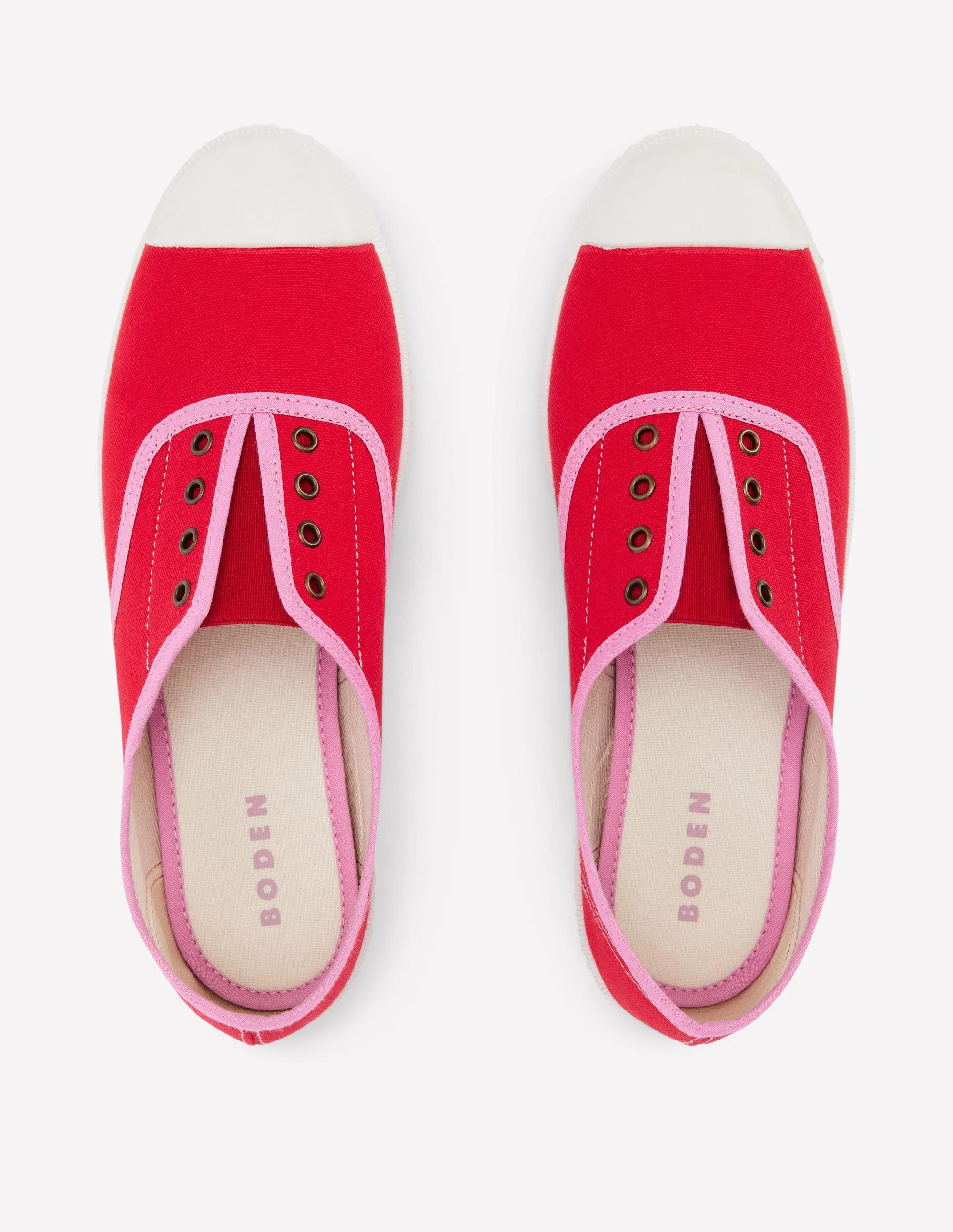 Laceless Canvas Plimsoll-Post Box Red/Soft Pink - Image 5