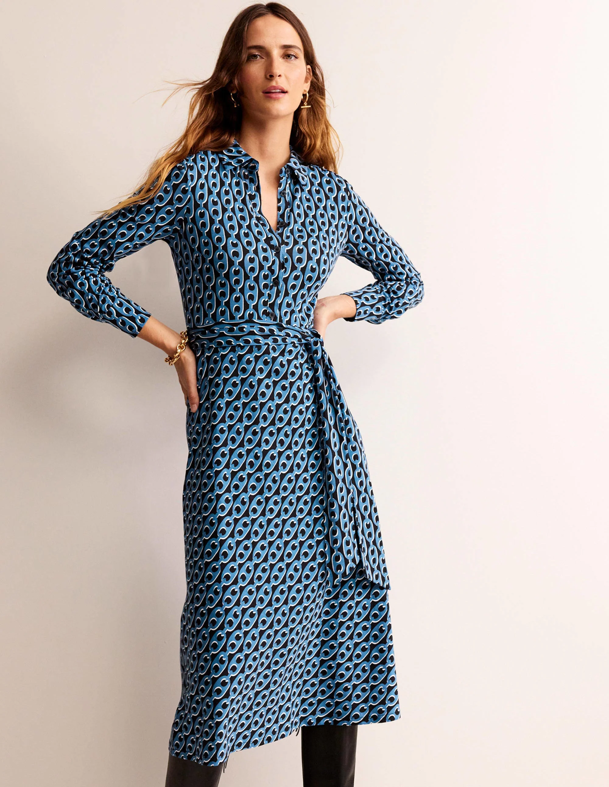 Laura Jersey Midi Shress-Azure, Geo Chain