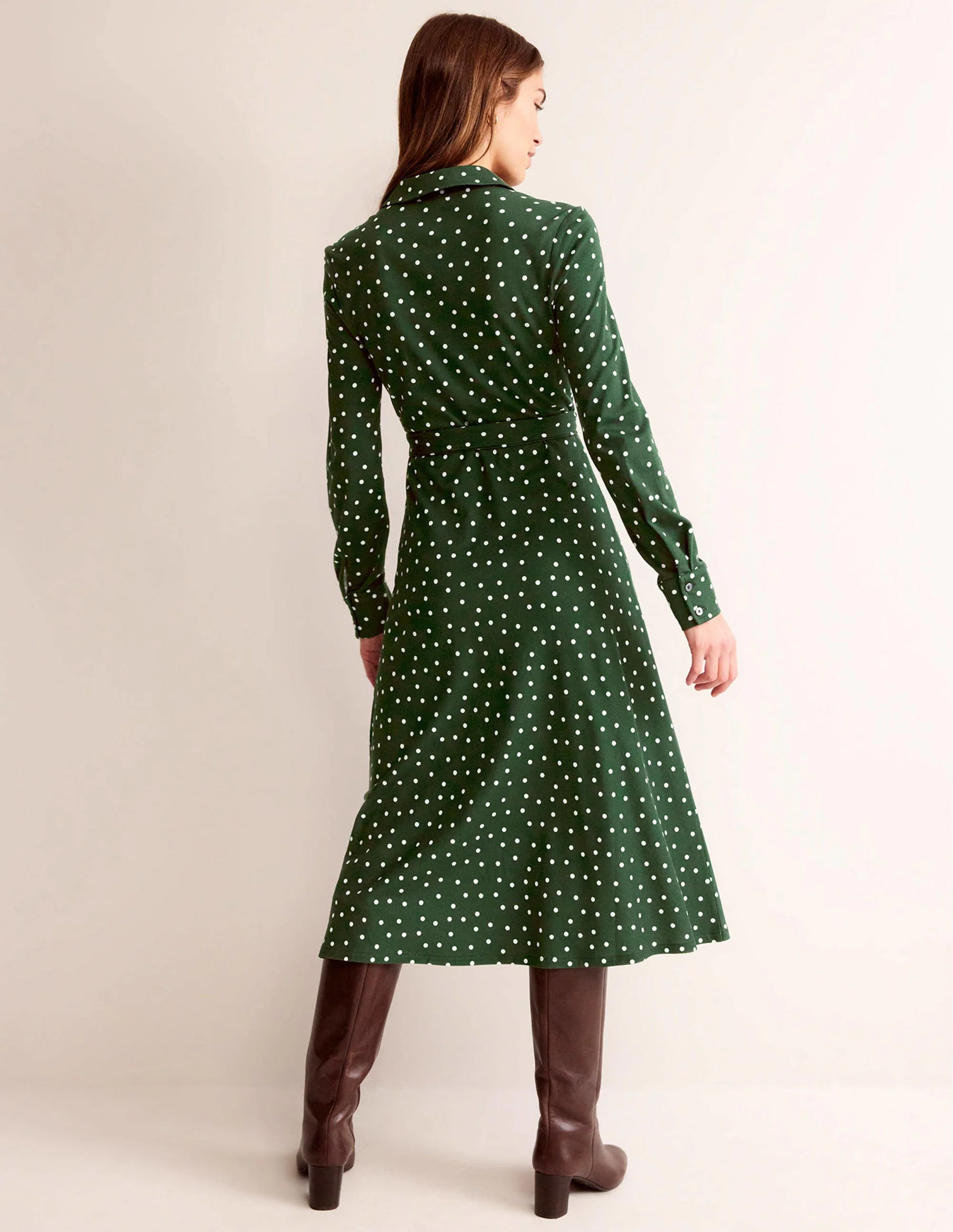 Laura Jersey Midi Shress-Emerald Night, Spaced Dot - Image 3