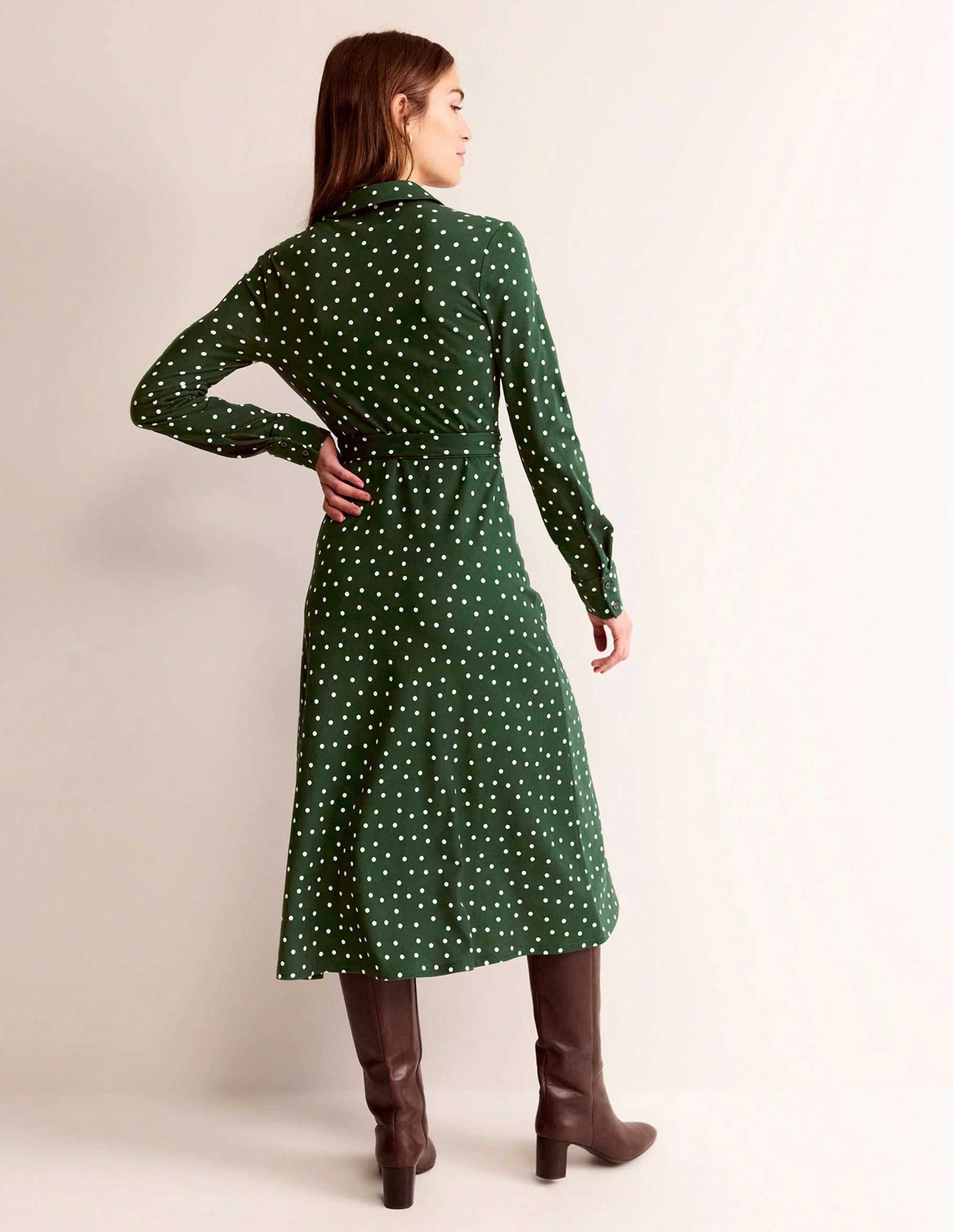 Laura Jersey Midi Shress-Emerald Night, Spaced Dot - Image 6