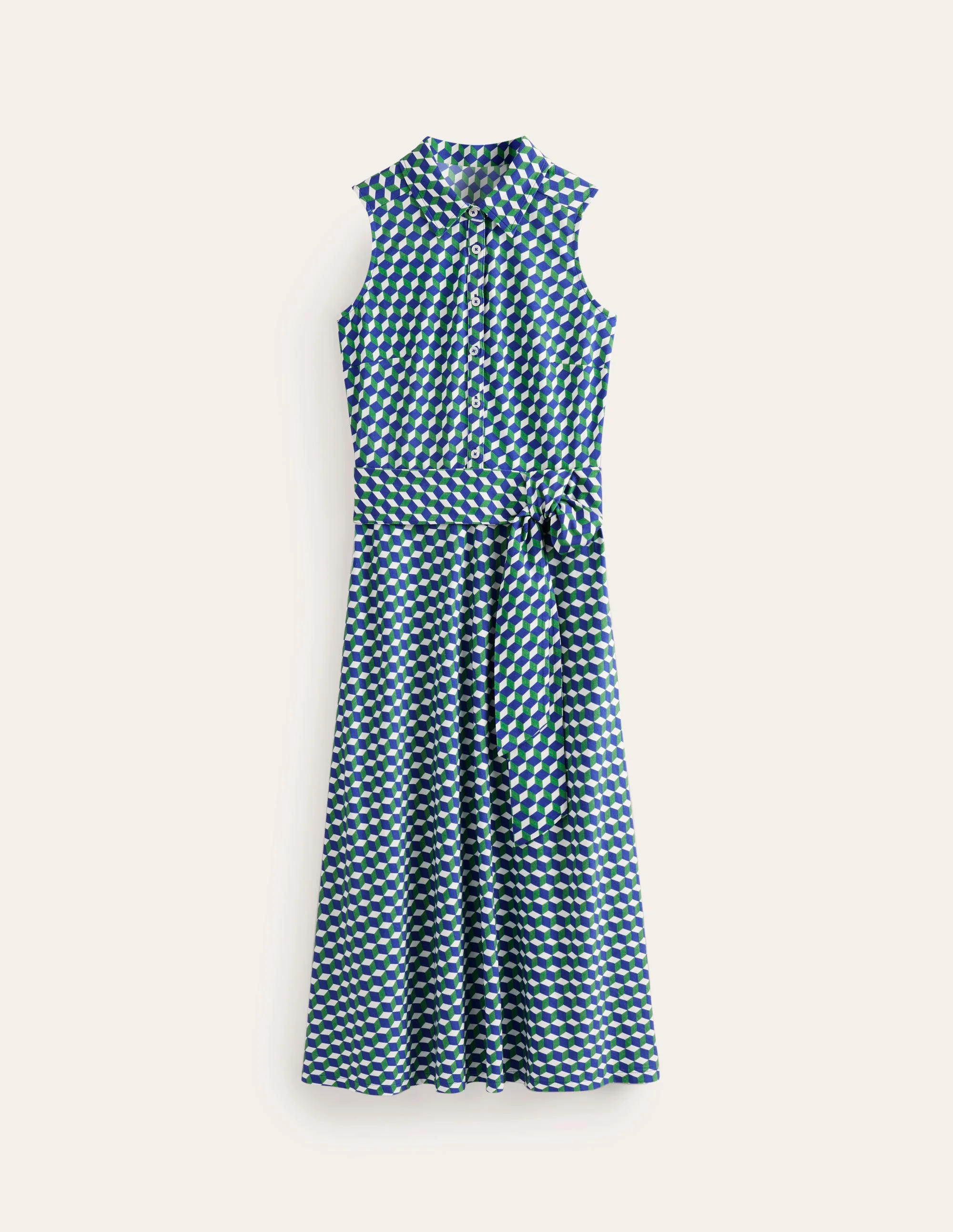 Laura Sleeveless Shirt Dress-Kelly Green, Diamond Cube - Image 5