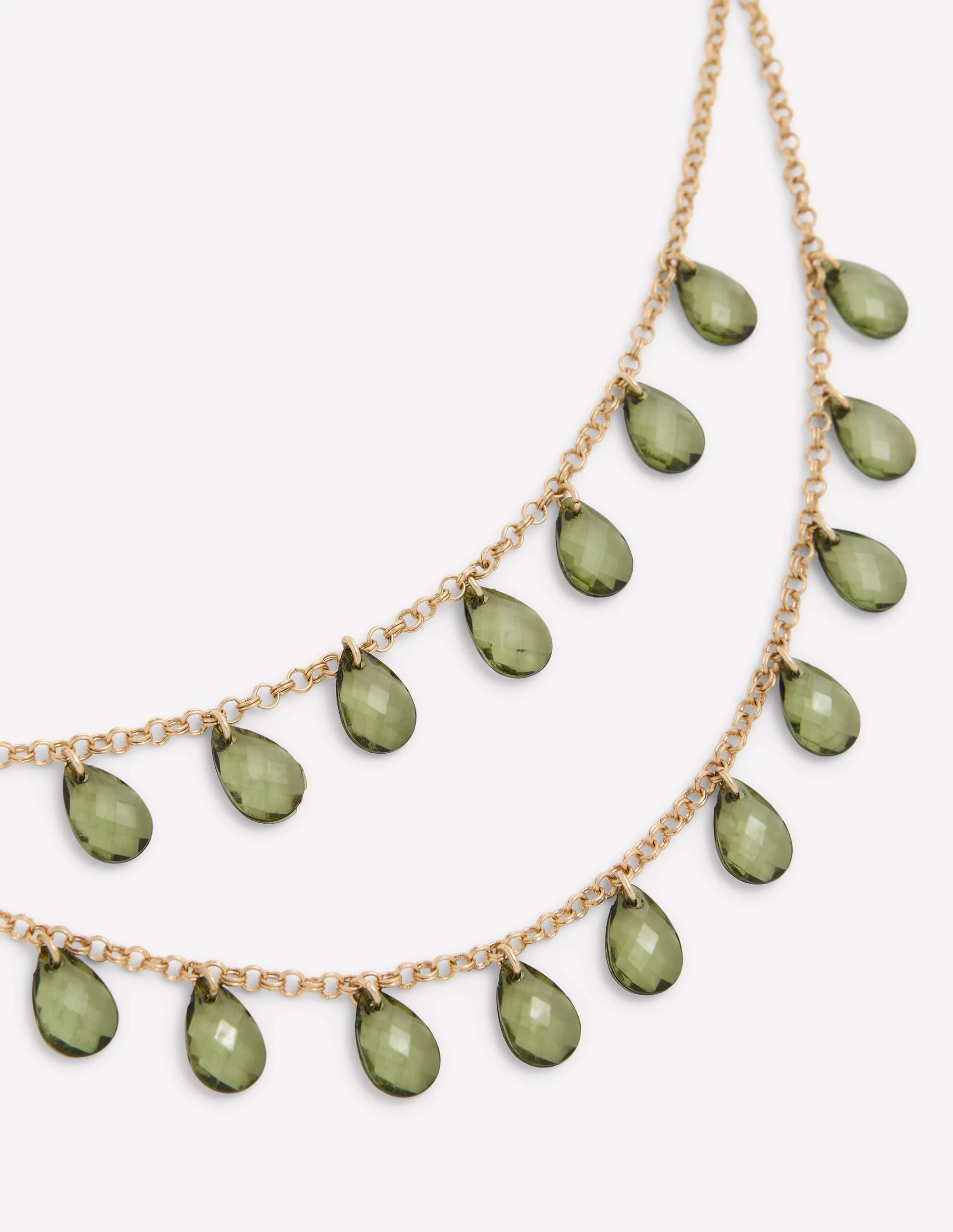 Layered Teardrop Necklace-Green - Image 3