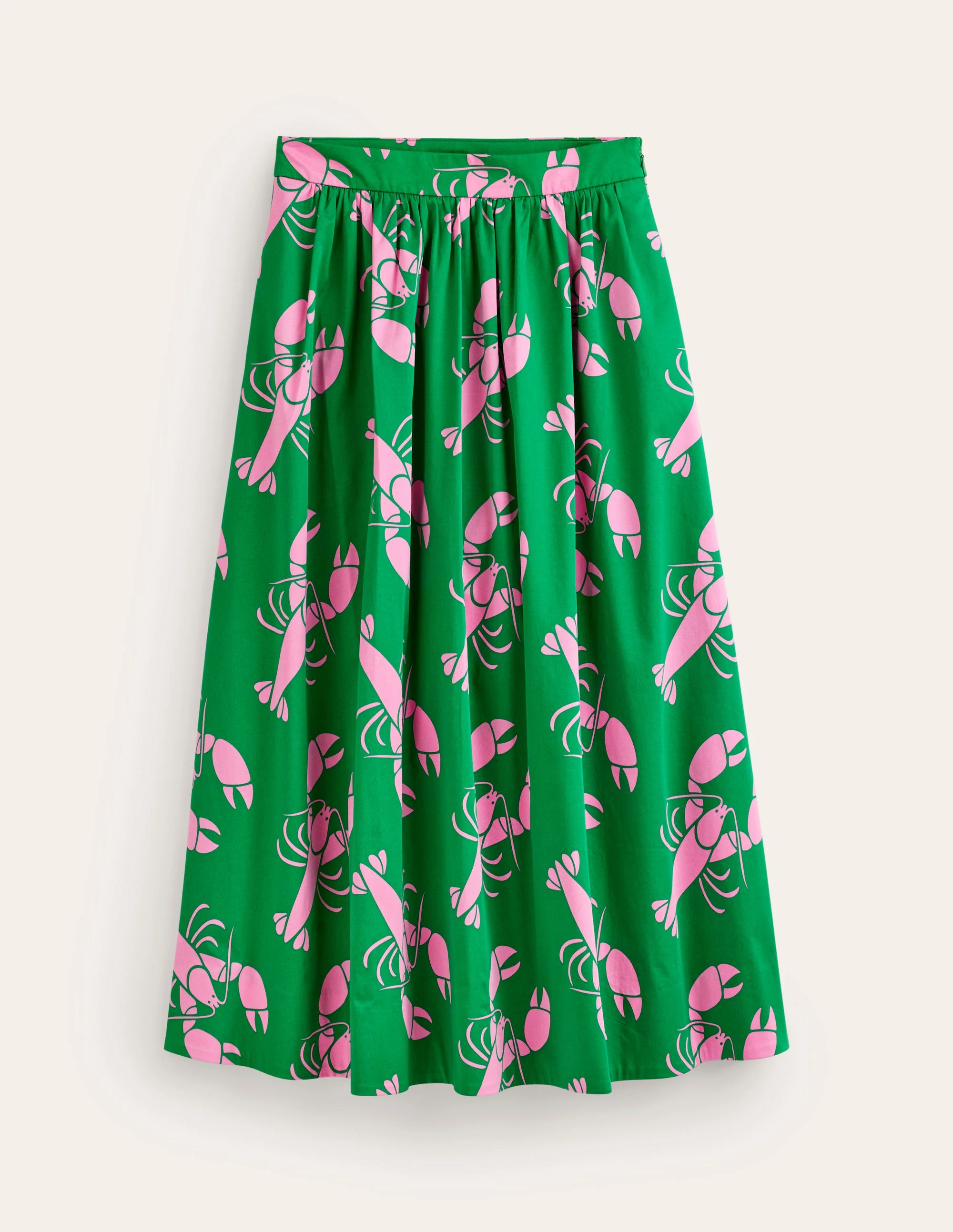 Layla Cotton Sateen Skirt-Green Tambourine, Lobster - Image 5