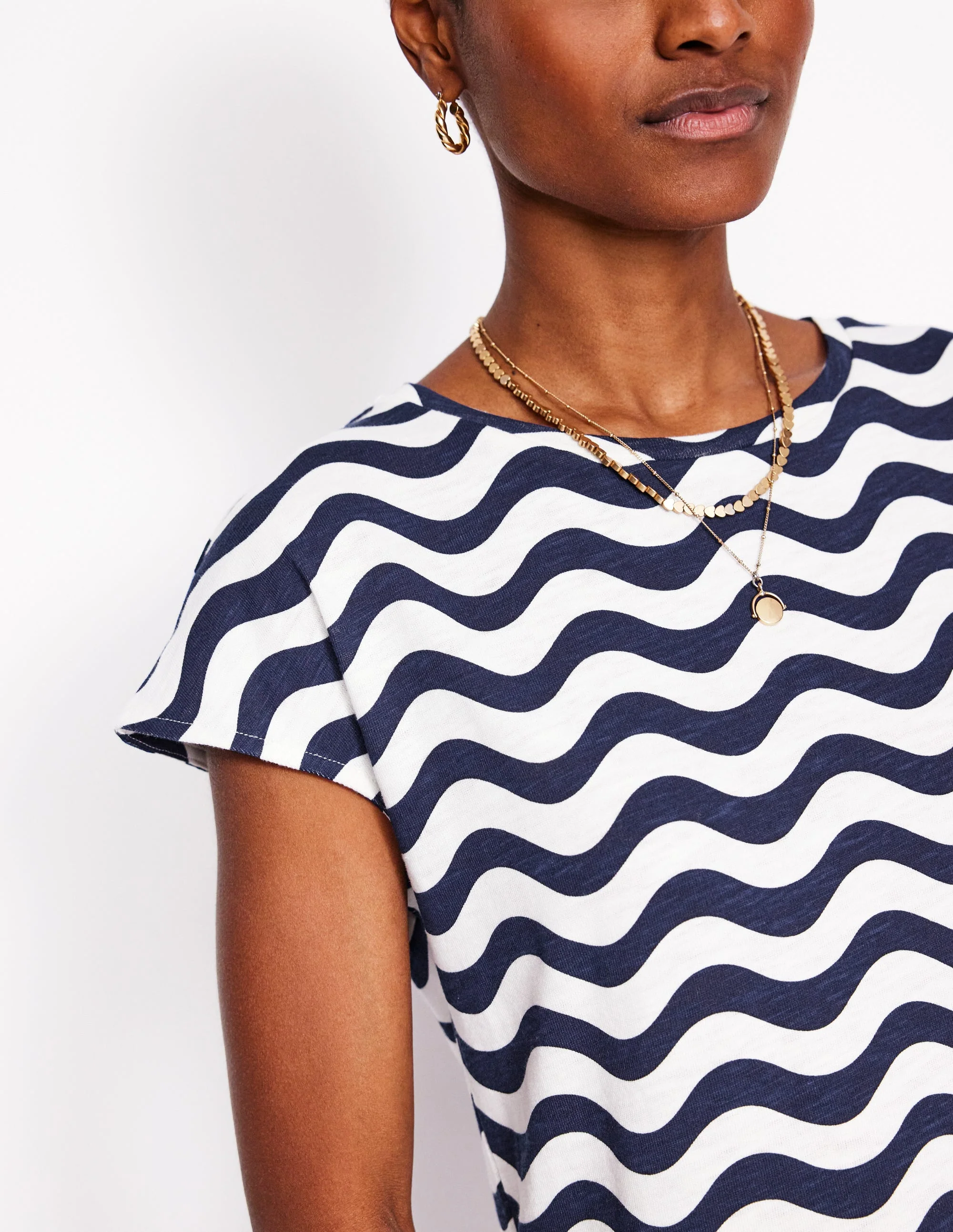 Leah Jersey T-shirt Dress-French Navy, Mono Wave - Image 2