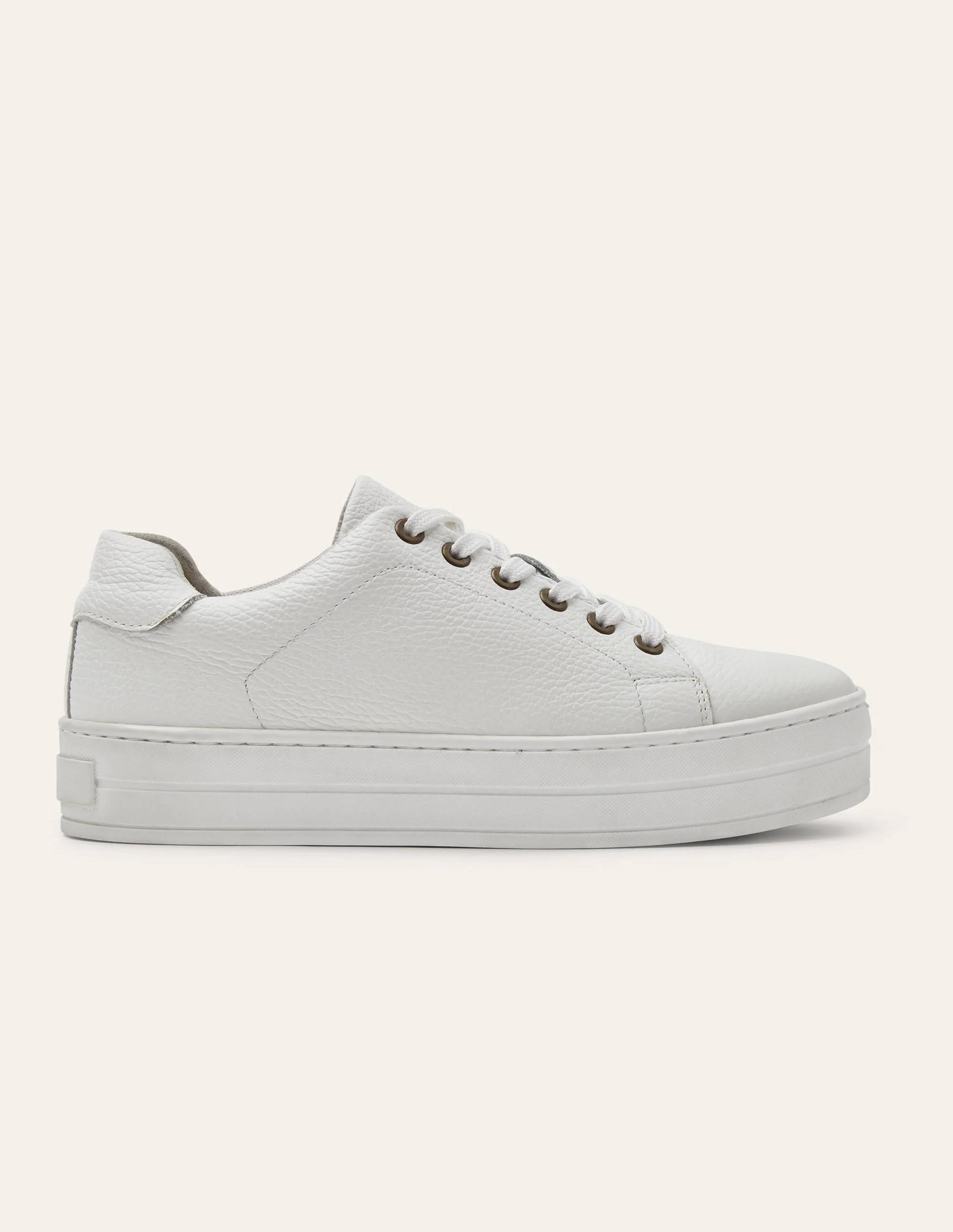 Leather Flatform Trainers-White - Image 2