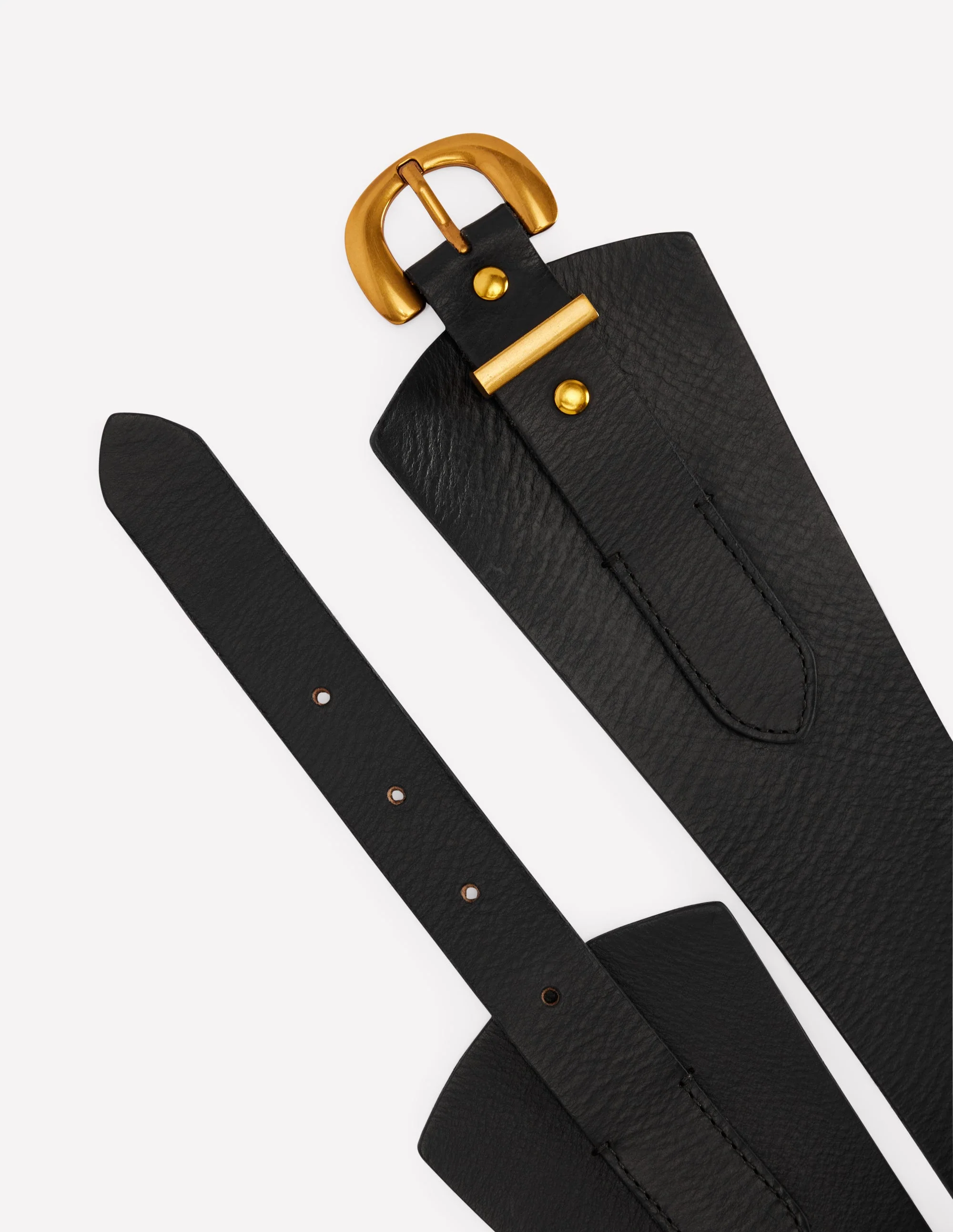 Leather Wide Waist Belt-Black - Image 3