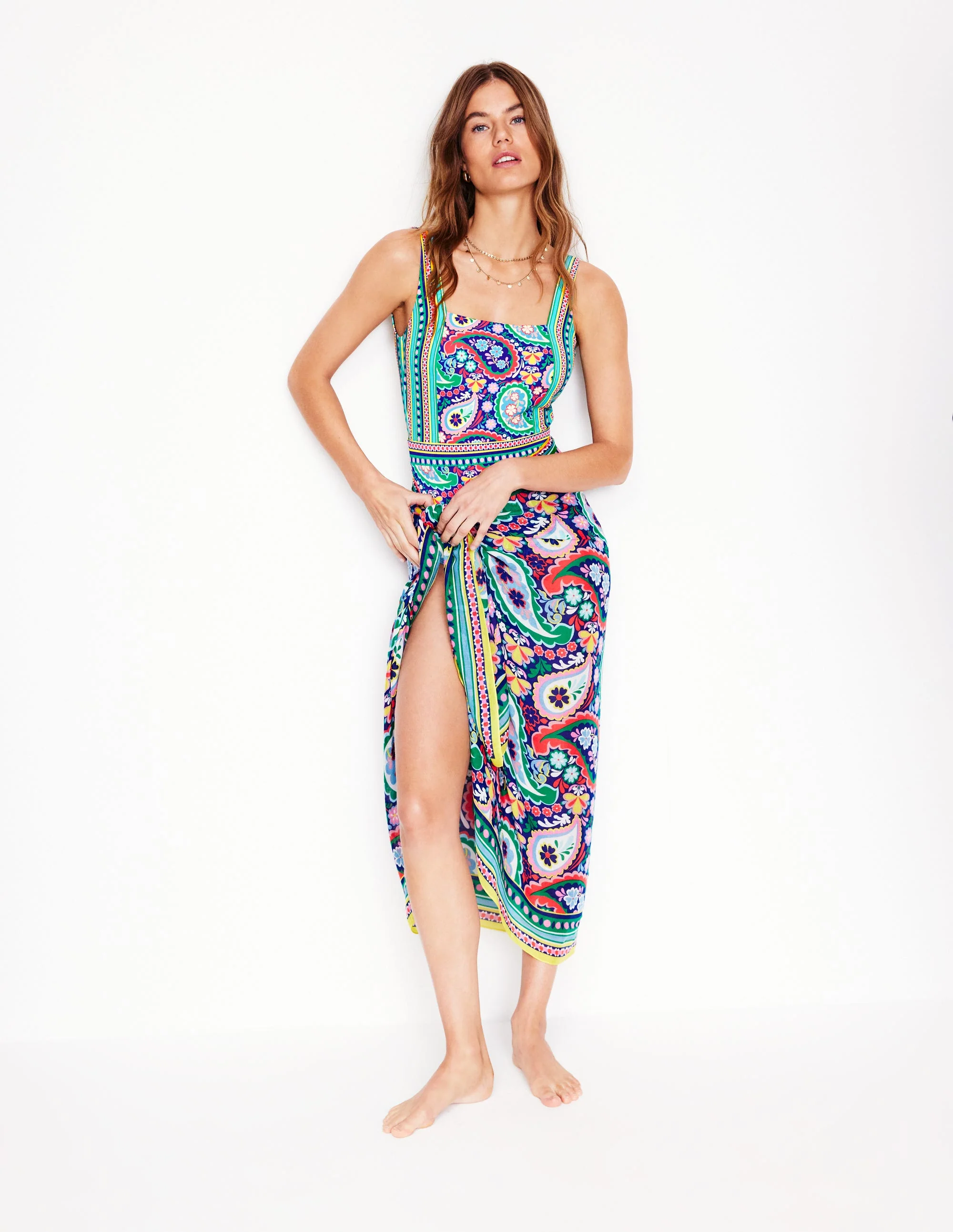 Lefkada Square Neck Swimsuit-Multi, Meadow Paisley - Image 5