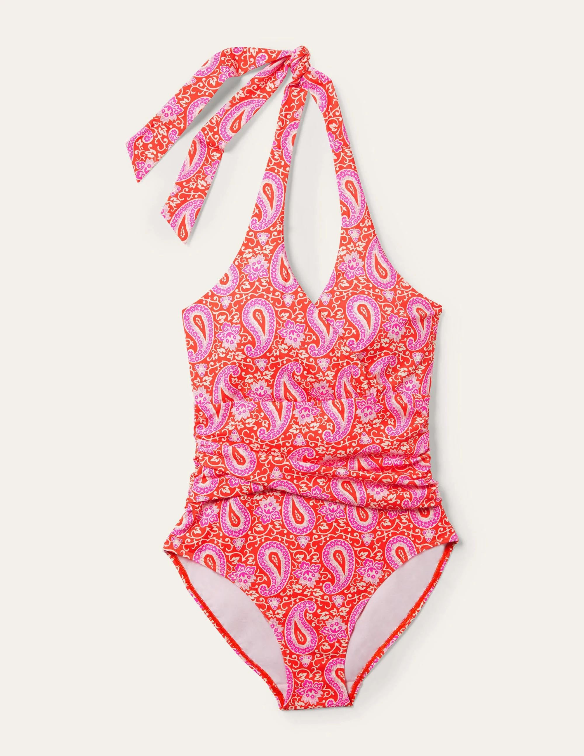 Levanzo Halter Swimsuit-Bright Papaya, Paisley - Image 7