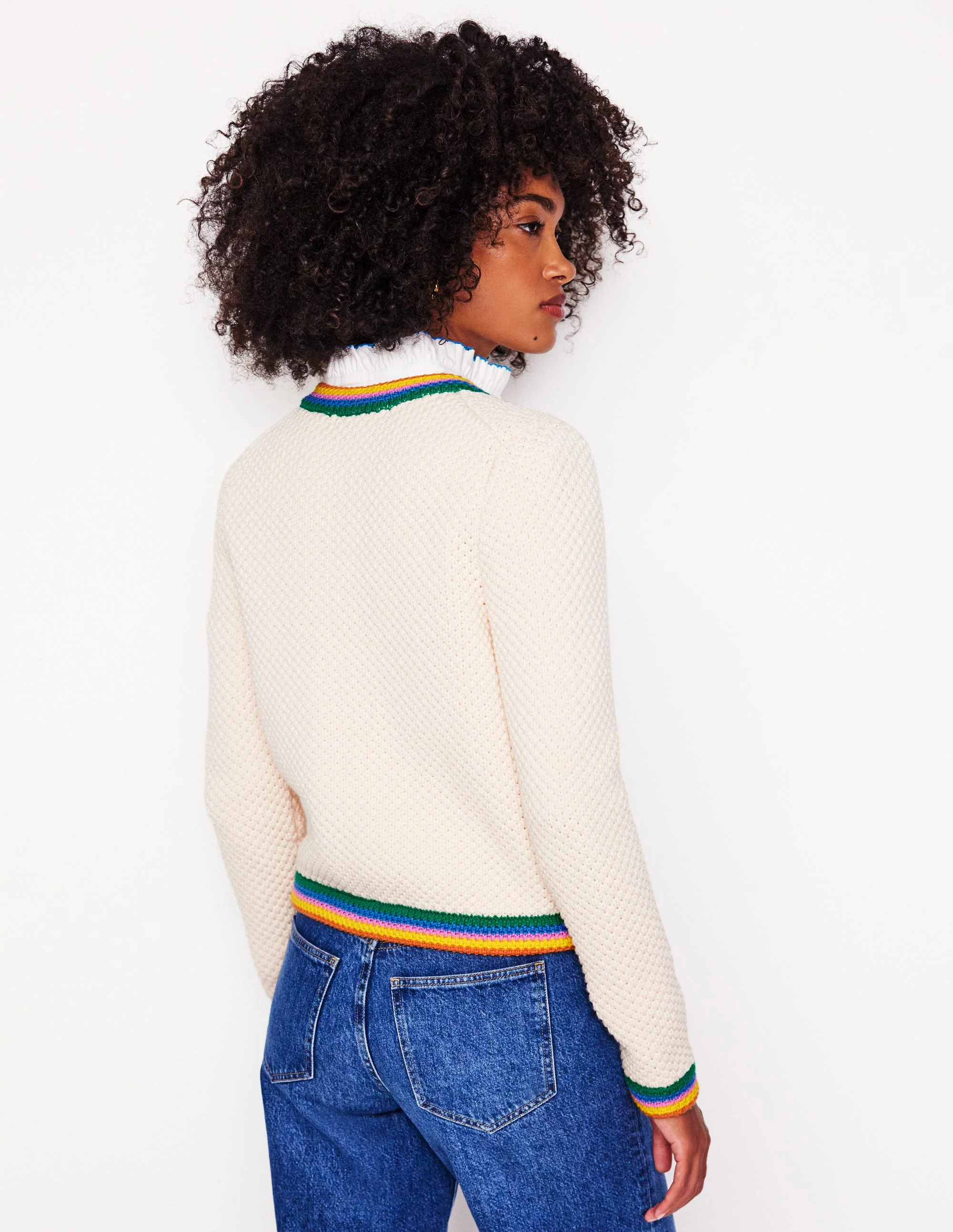 Libby Knitted Jacket-Warm Ivory, Rainbow - Image 3
