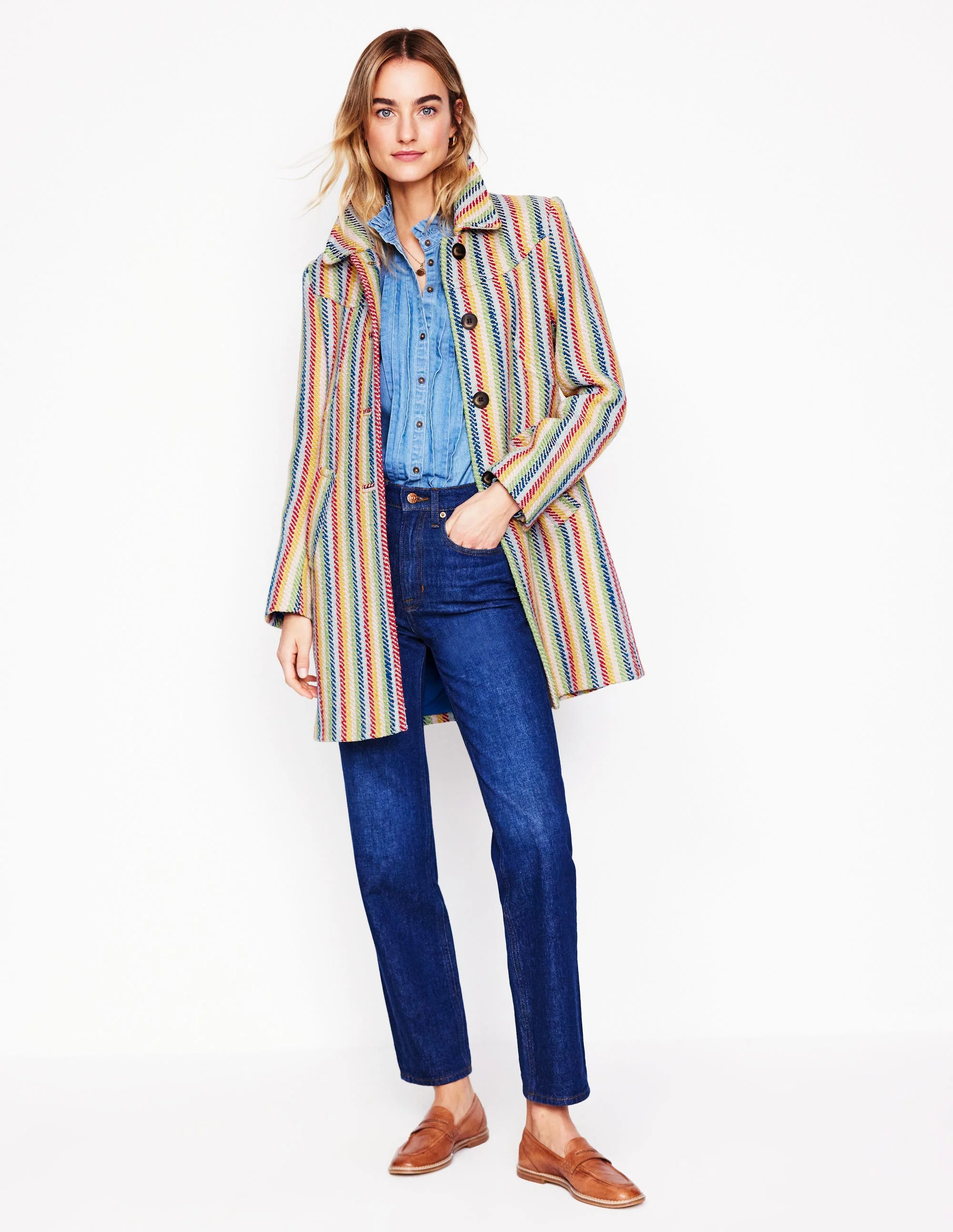 Lincoln Stripe Coat-Rainbow Twill Stripe - Image 5