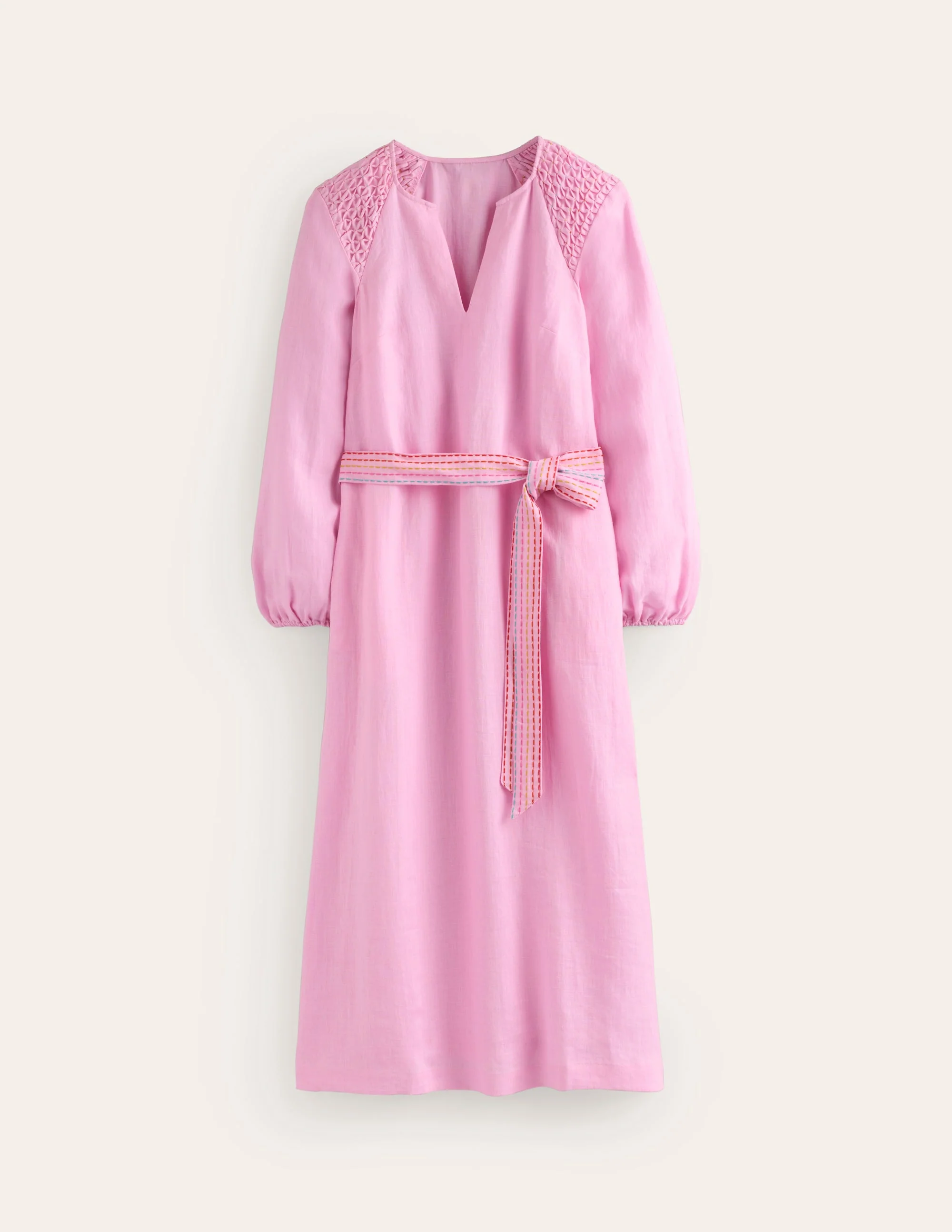 Linen Midi Smocked Dress-Sweet Lilac - Image 5