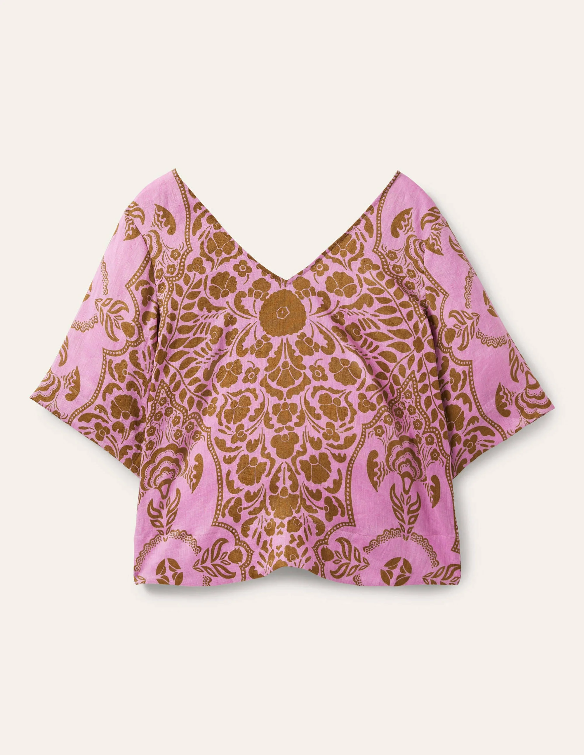 Linen Wide Sleeve Top-Orchid Petal, Passion Bloom - Image 6