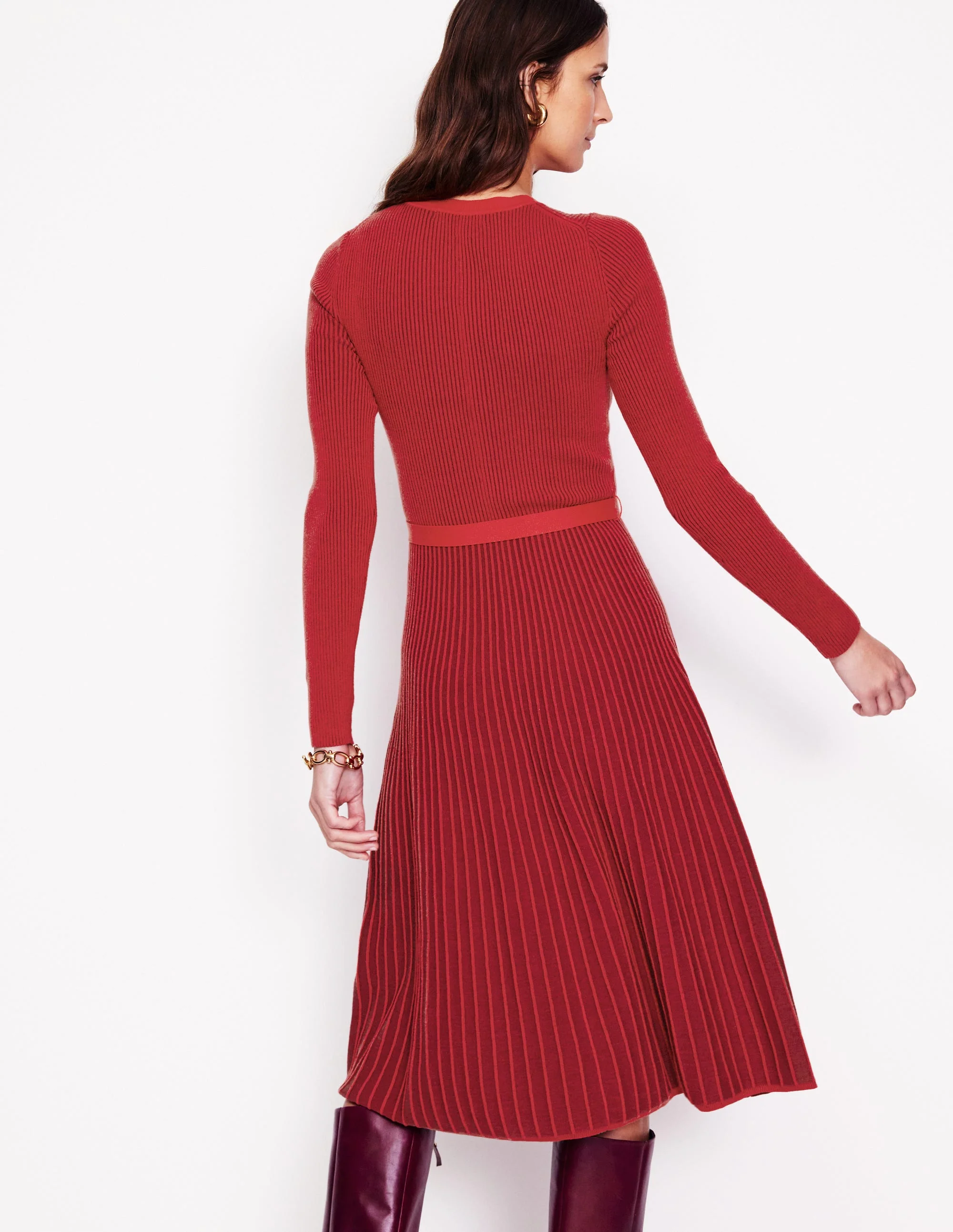 Lola Knitted Midi Dress-Rouge, Cherry Plated - Image 3