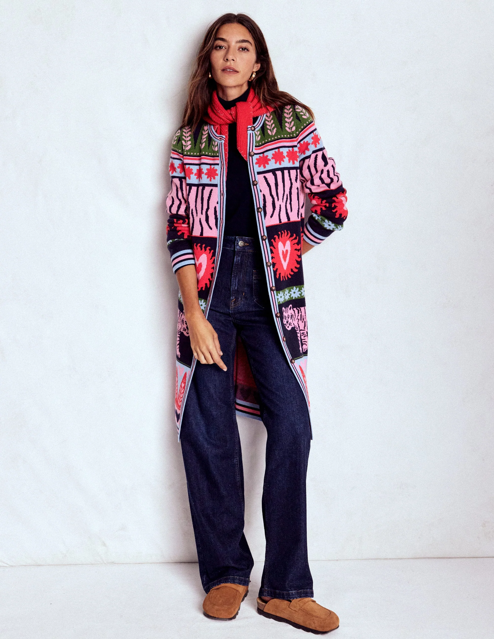 Long Jacquard Cardigan-Navy Tigers - Image 4