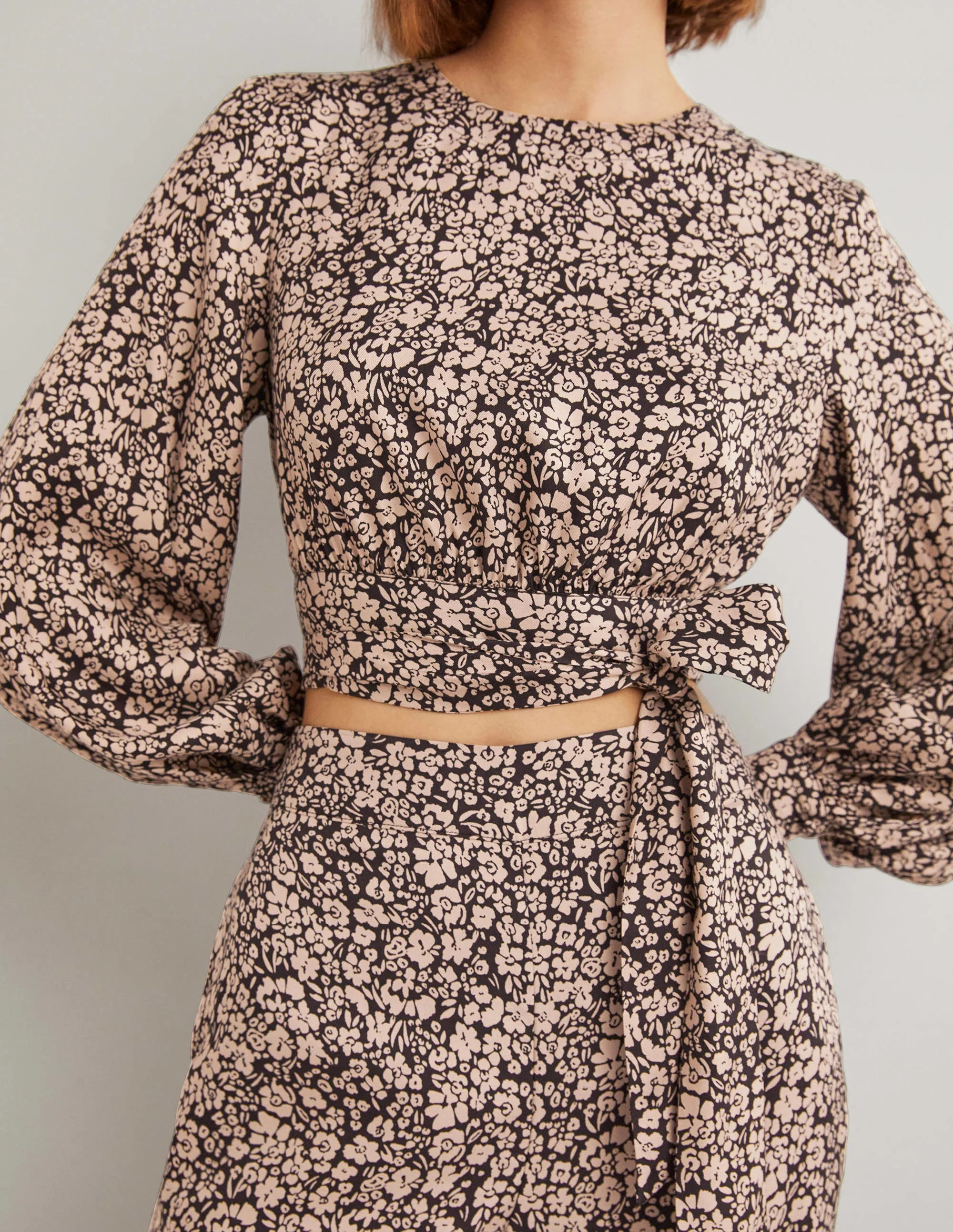 Long Sleeve Crop Top-Rope, Petal Bloom - Image 2