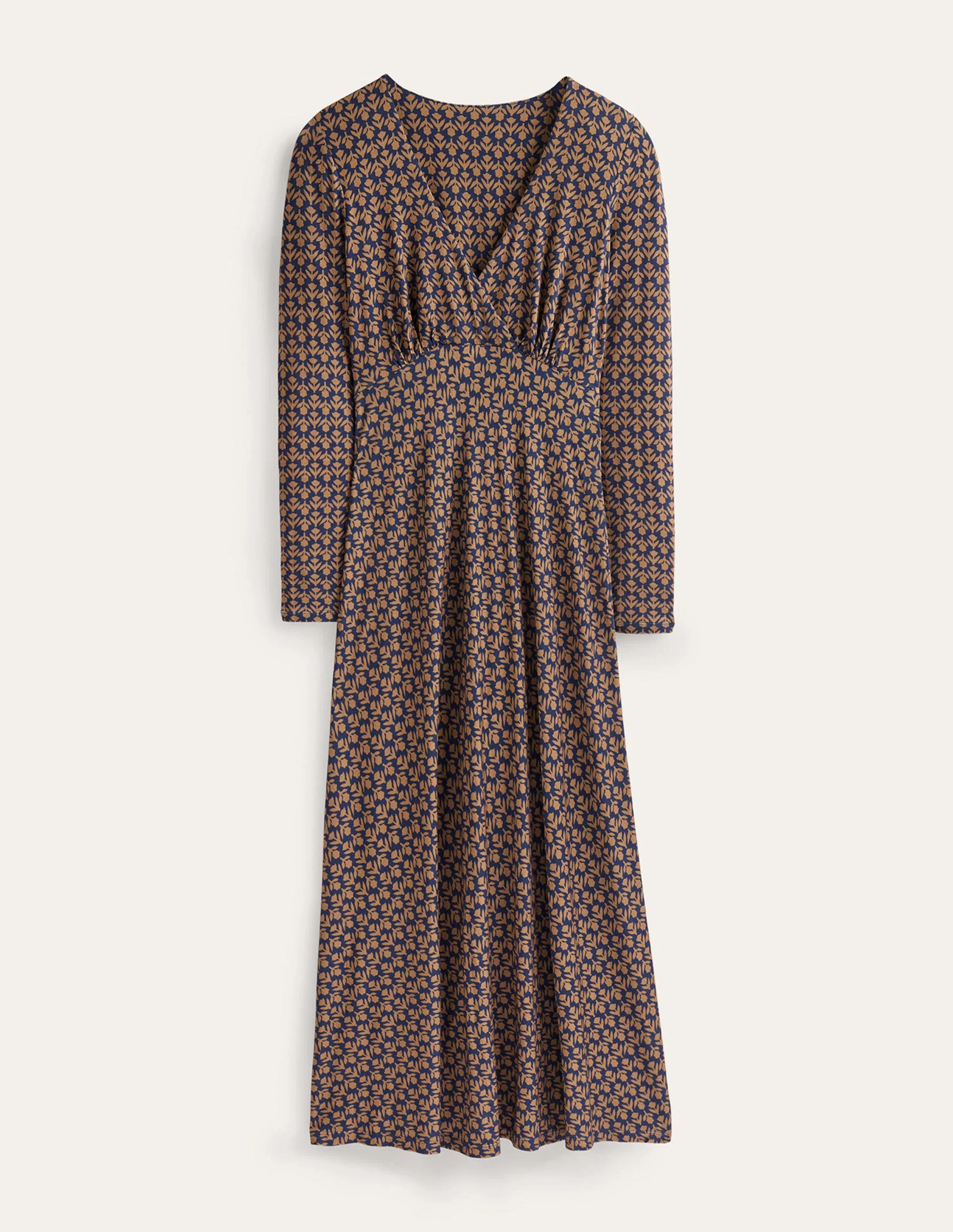 Long Sleeve Jersey Tea Dress-Camel, Tulip Pop - Image 5