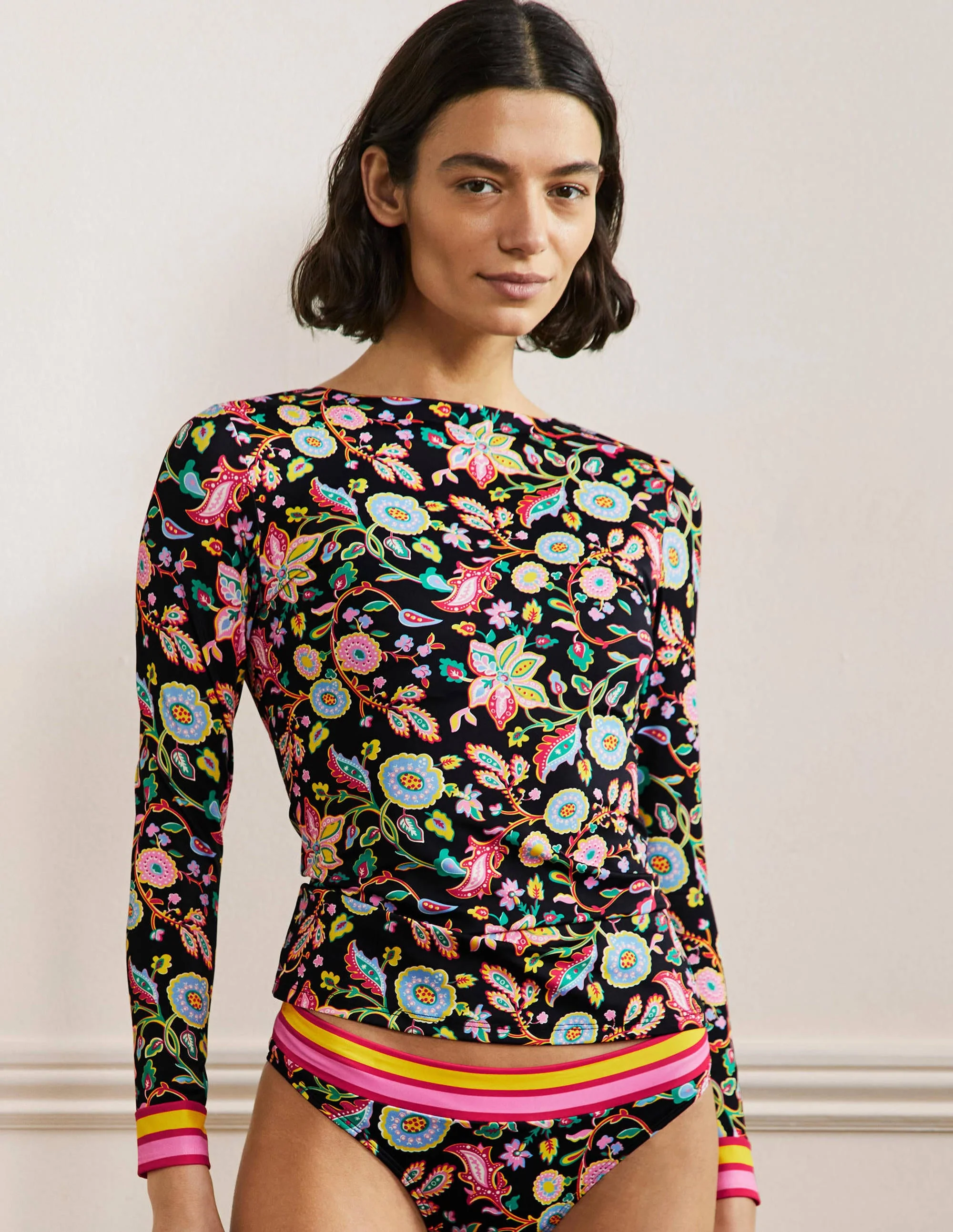 Long Sleeve Rash Guard-Nero, Opulent Paradise