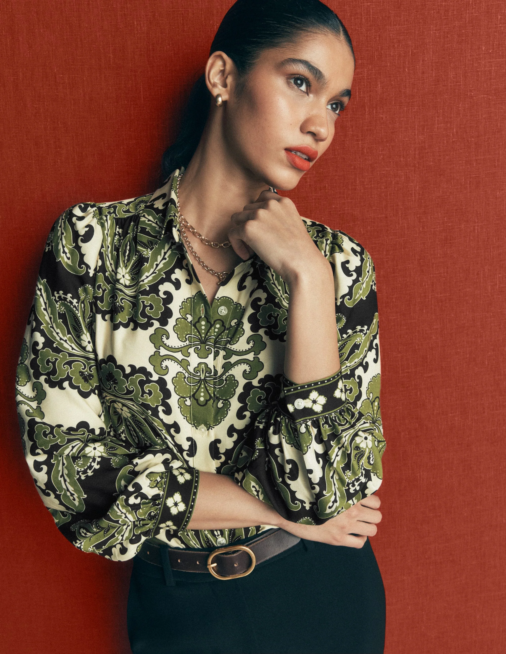 Long Sleeve Viscose Shirt-Multi, Blossoming Gardenia - Image 2