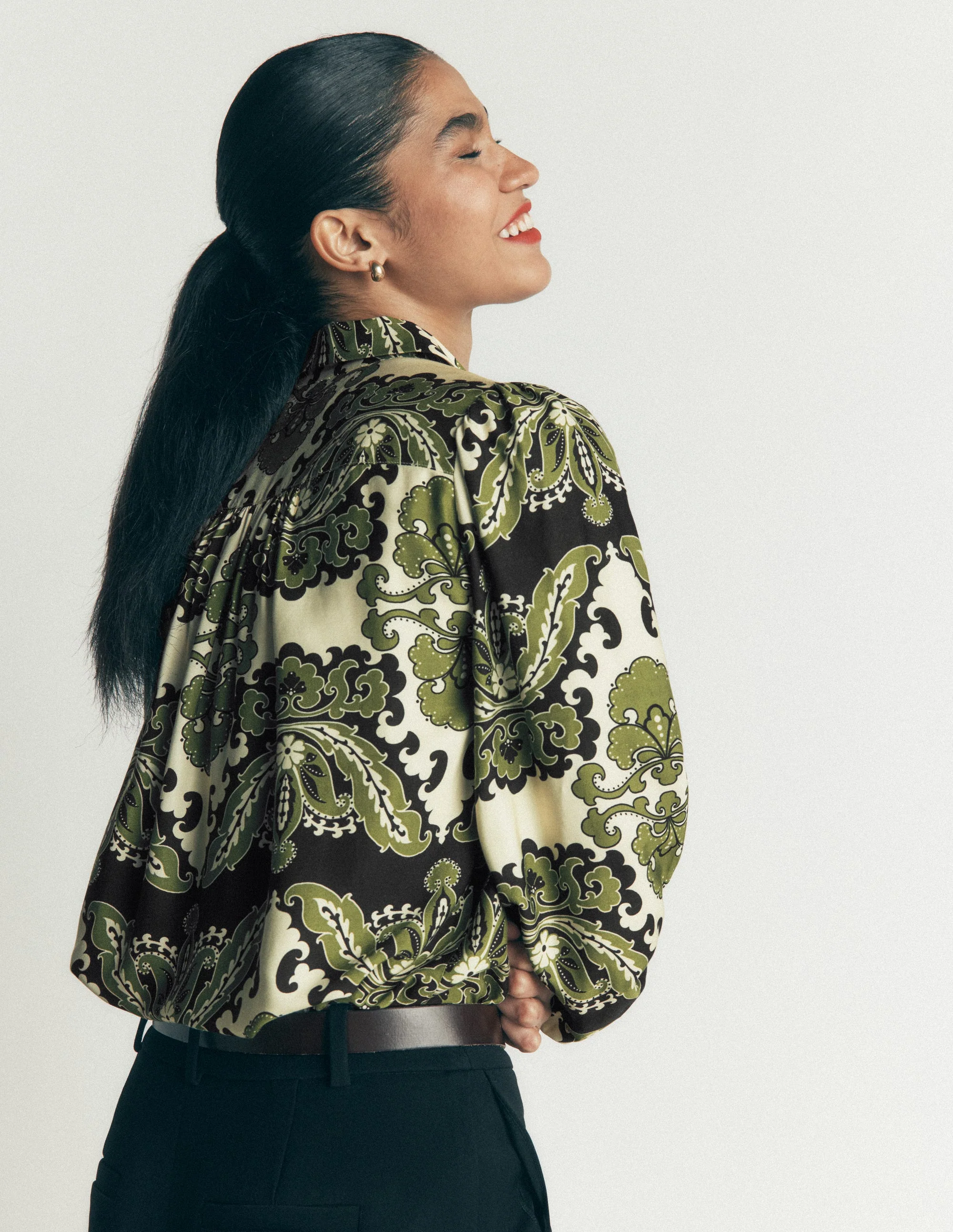 Long Sleeve Viscose Shirt-Multi, Blossoming Gardenia - Image 3