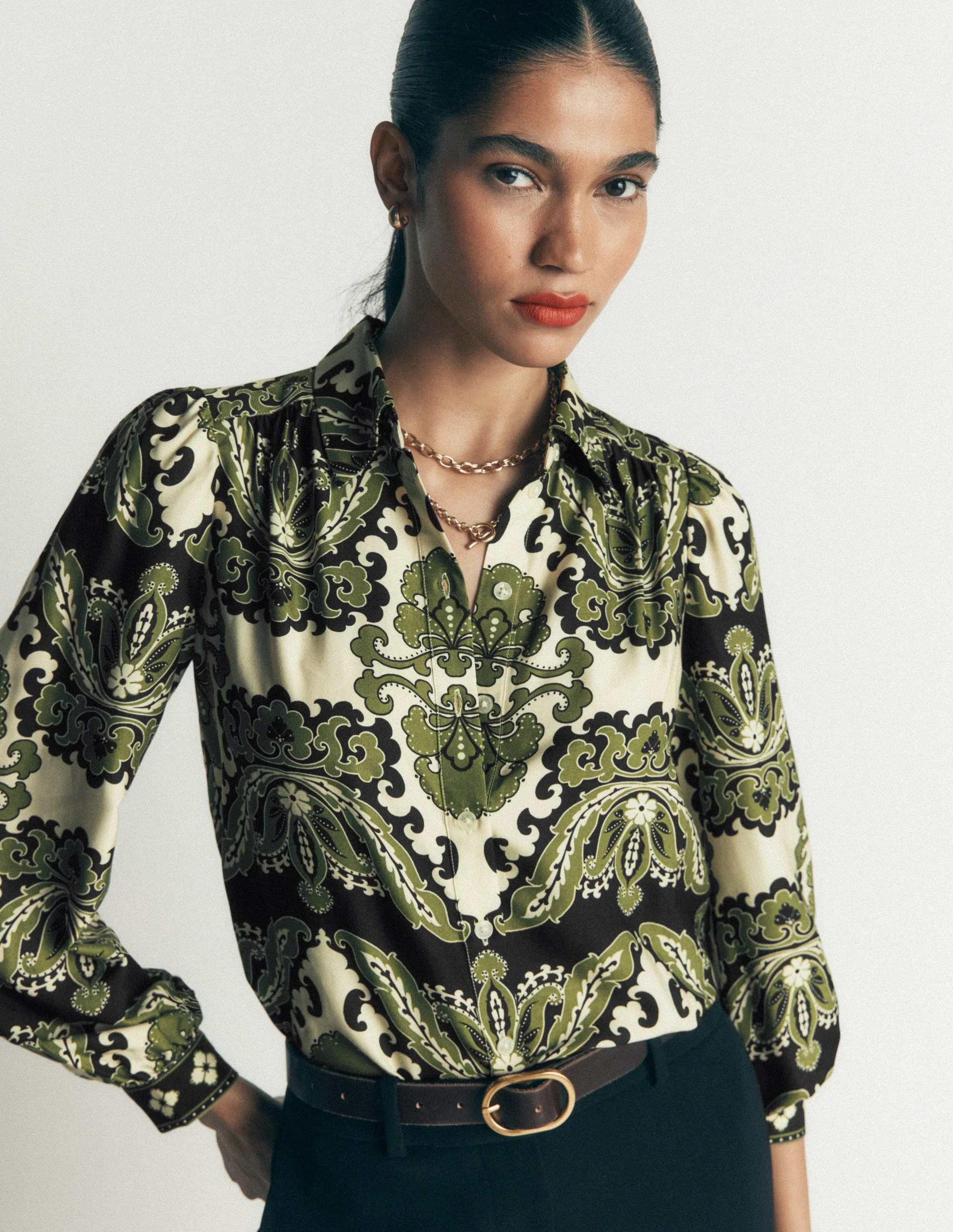 Long Sleeve Viscose Shirt-Multi, Blossoming Gardenia - Image 4