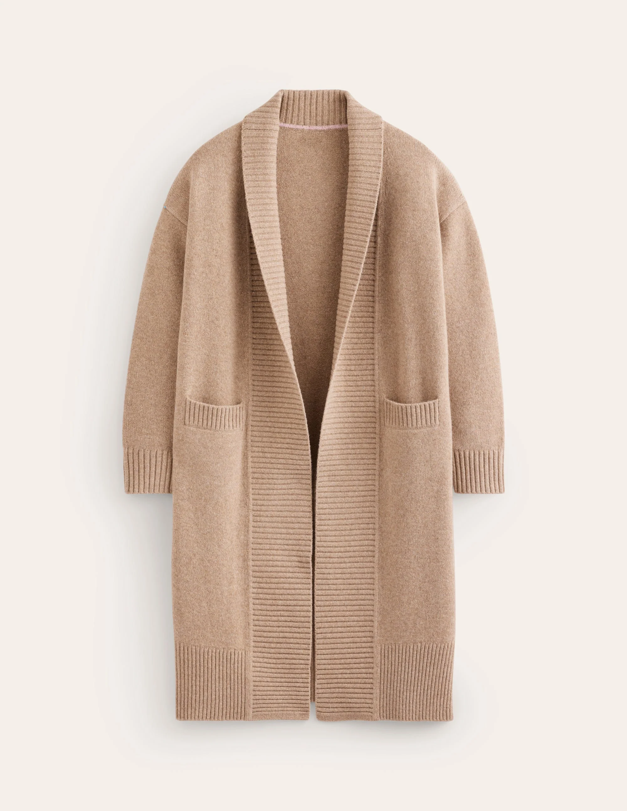Longline Merino Cardigan-Oatmeal Melange - Image 5