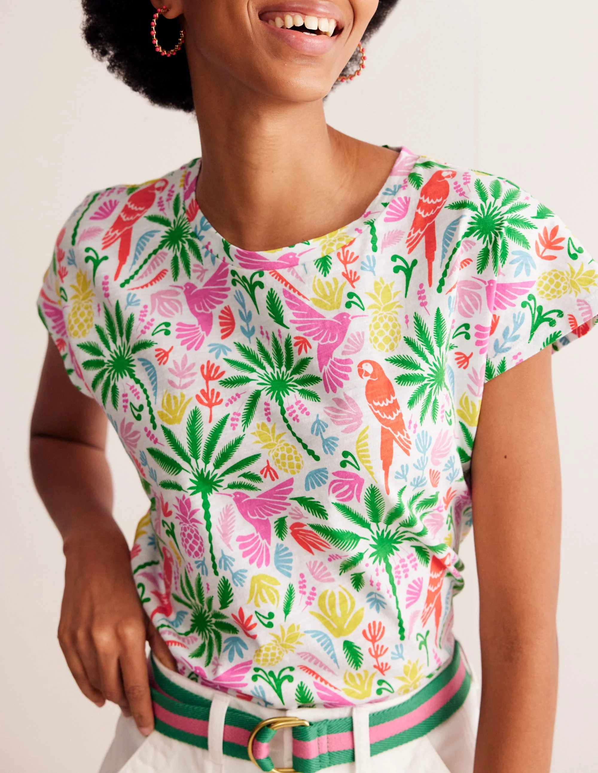 Louisa Printed Slub T-Shirt-Multi, Tropical Paradise - Image 2