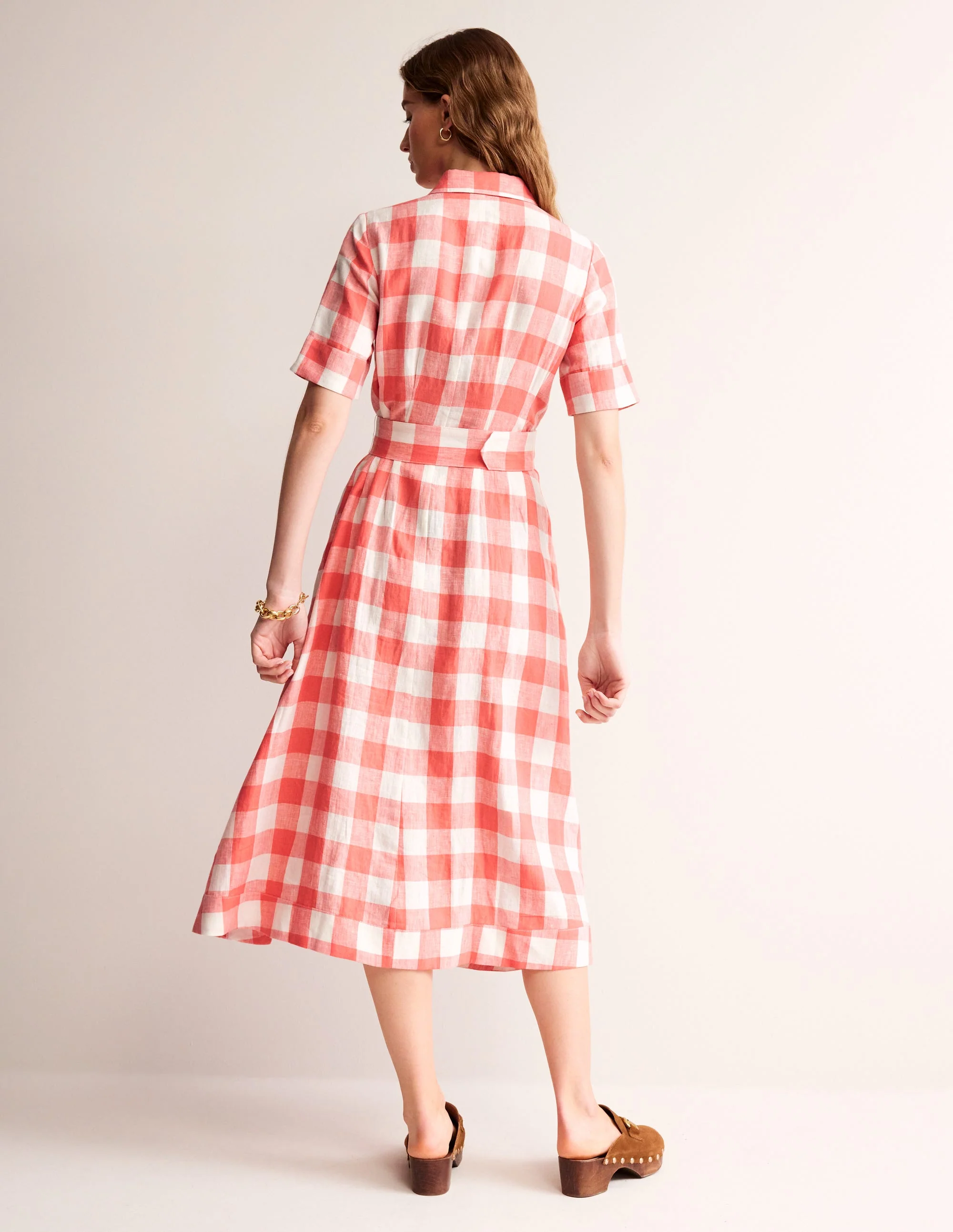 Louise Linen Midi Shirt Dress-Porcelain Rose - Image 3