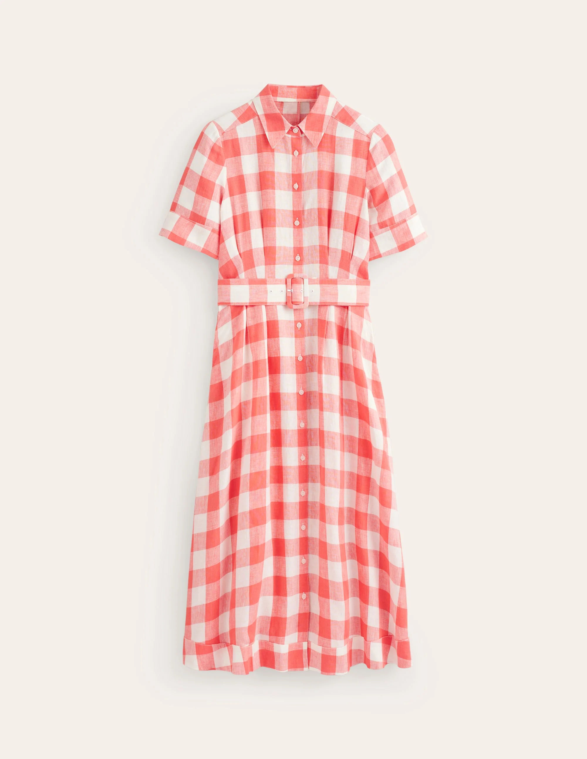 Louise Linen Midi Shirt Dress-Porcelain Rose - Image 6