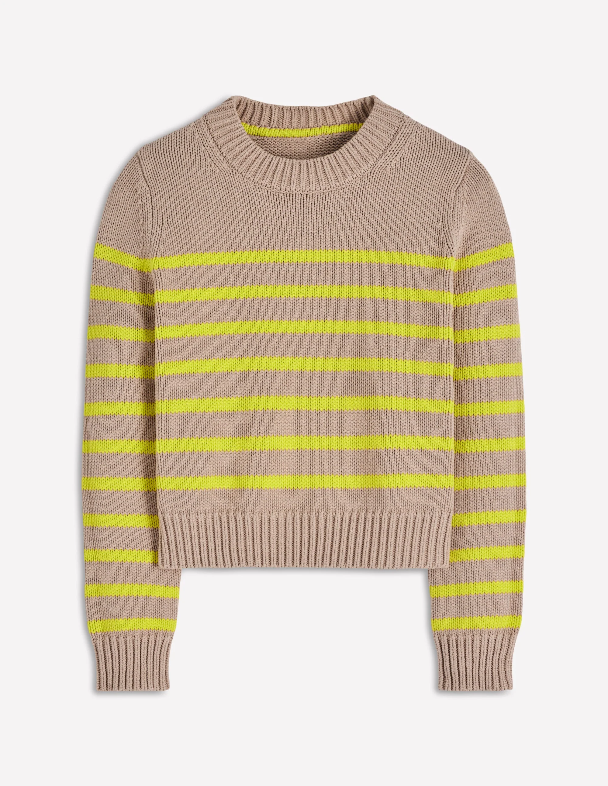 Lucy Chunky Cotton Jumper-Camel Melange, Neon Stripe - Image 7