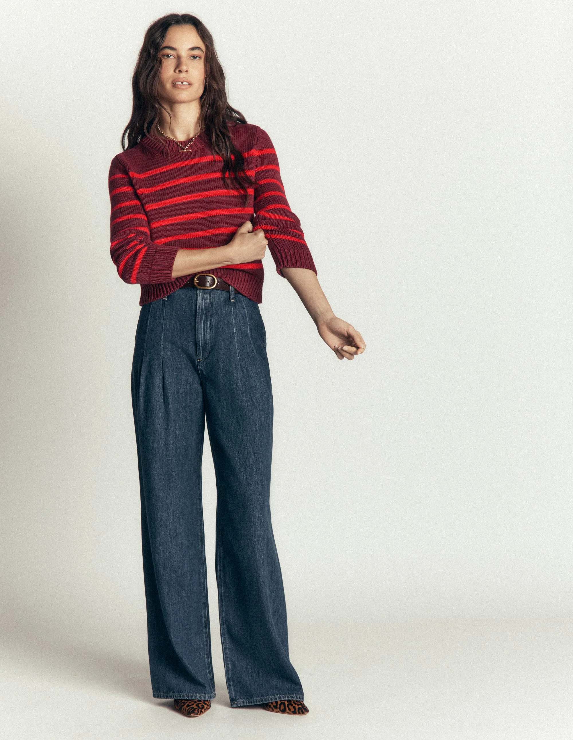 Lucy Chunky Cotton Jumper-Chestnut, Poppy Red - Image 4