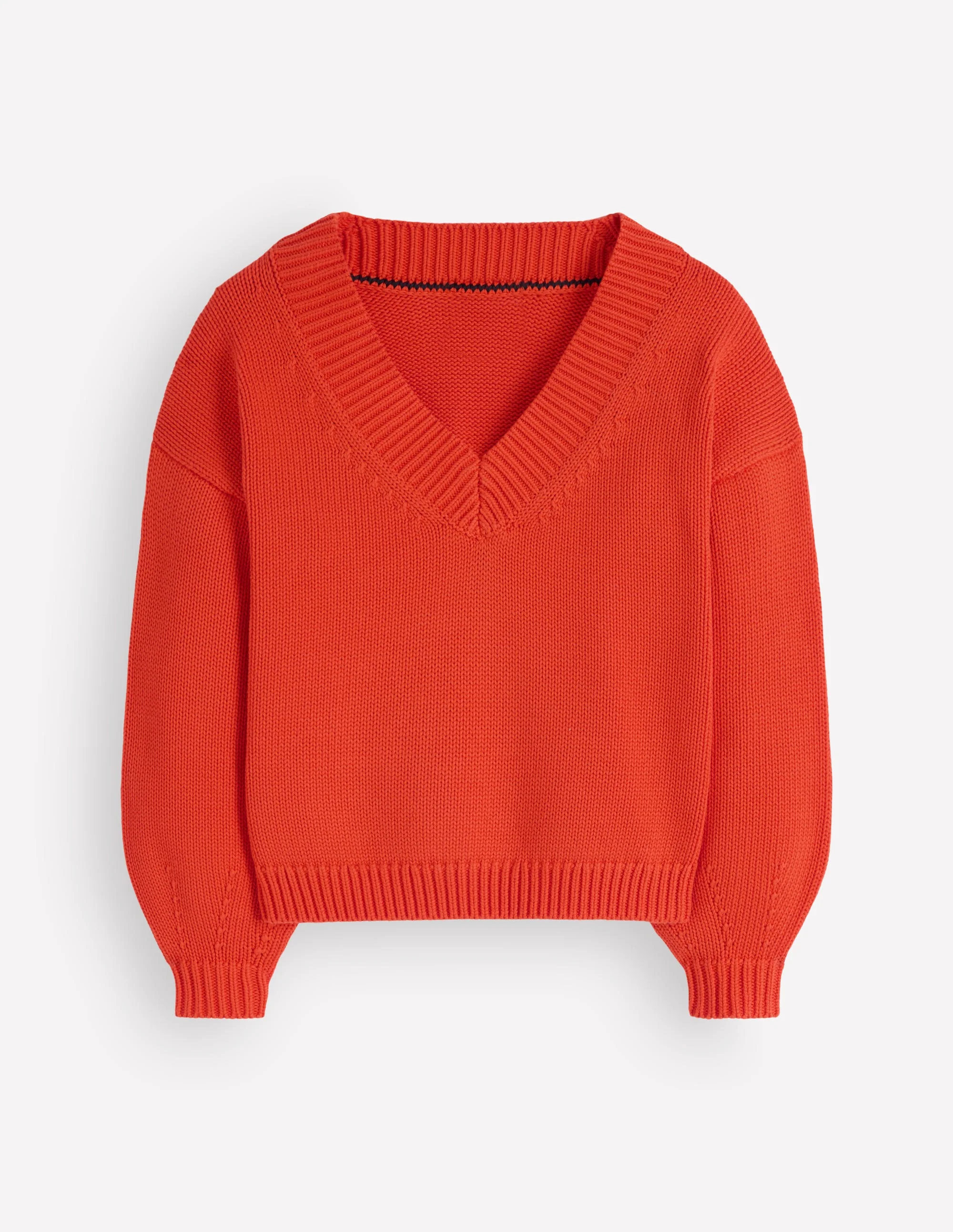 Lucy Cotton V-neck Jumper-Sunset Orange - Image 8