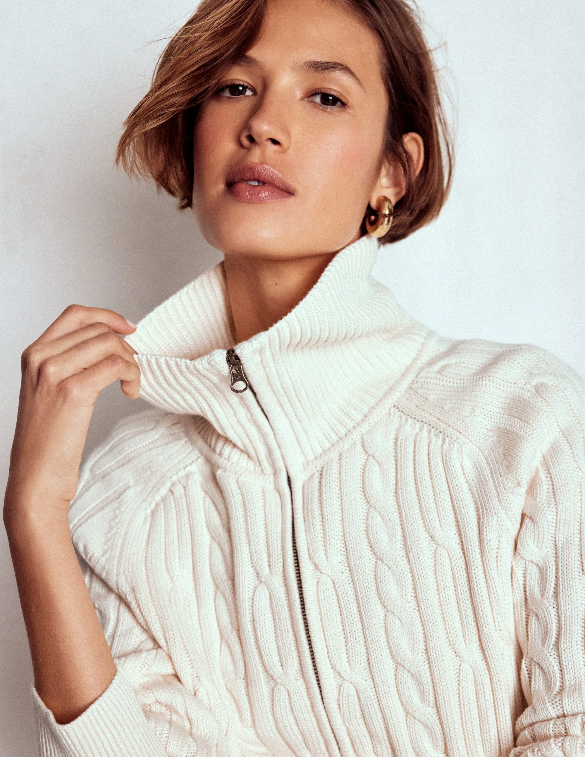 Lucy Half Zip Jumper-Warm Ivory Cable - Image 8