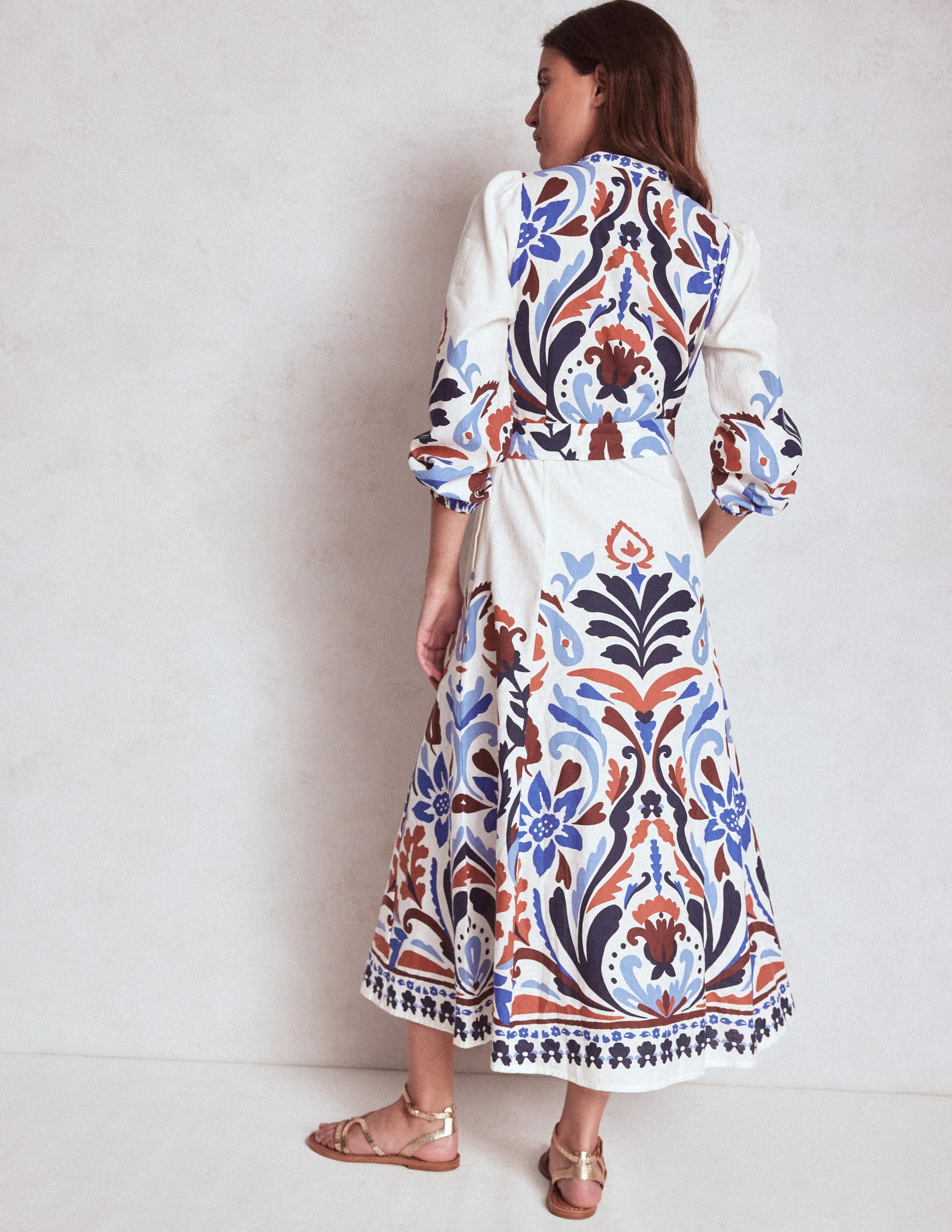 Mae Linen Blend Shirt Dress-Multi, Elaborate Garden - Image 3
