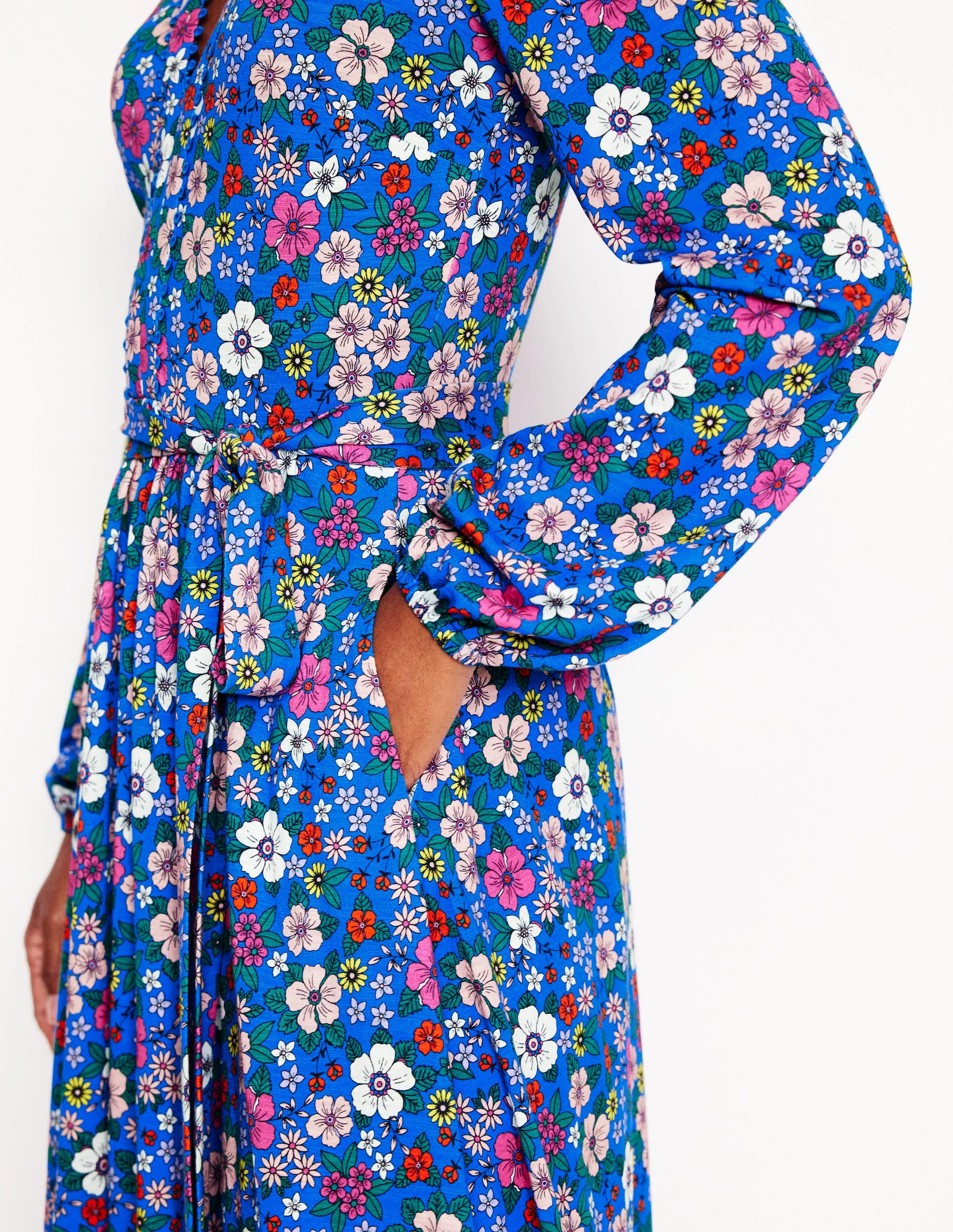 Maeve Trim Jersey Midi Dress-Gallery Blue, Blossom Scatter - Image 2