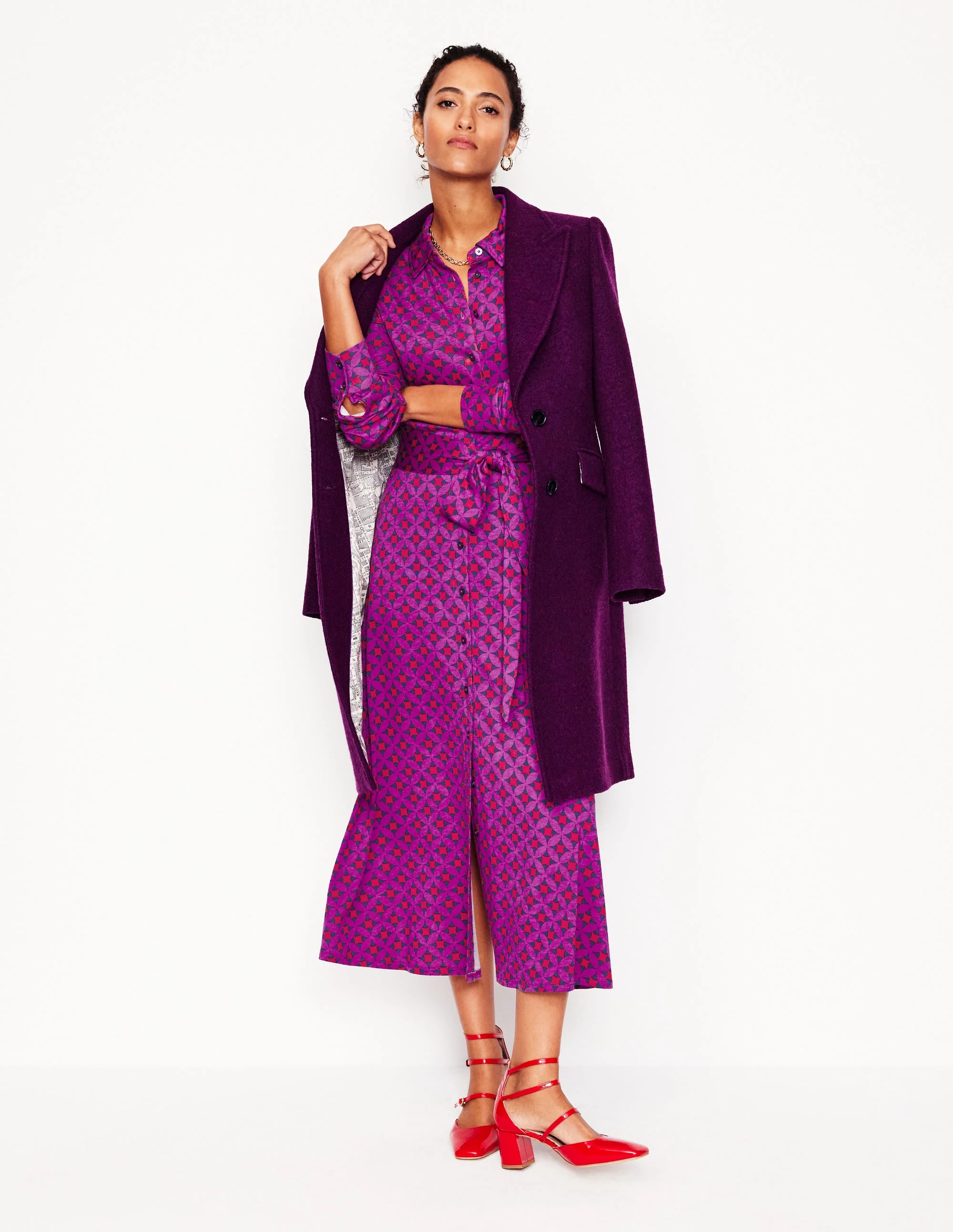 Marcia Jersey Midi Shirt Dress-Regal Purple, Diamond Terrace - Image 5