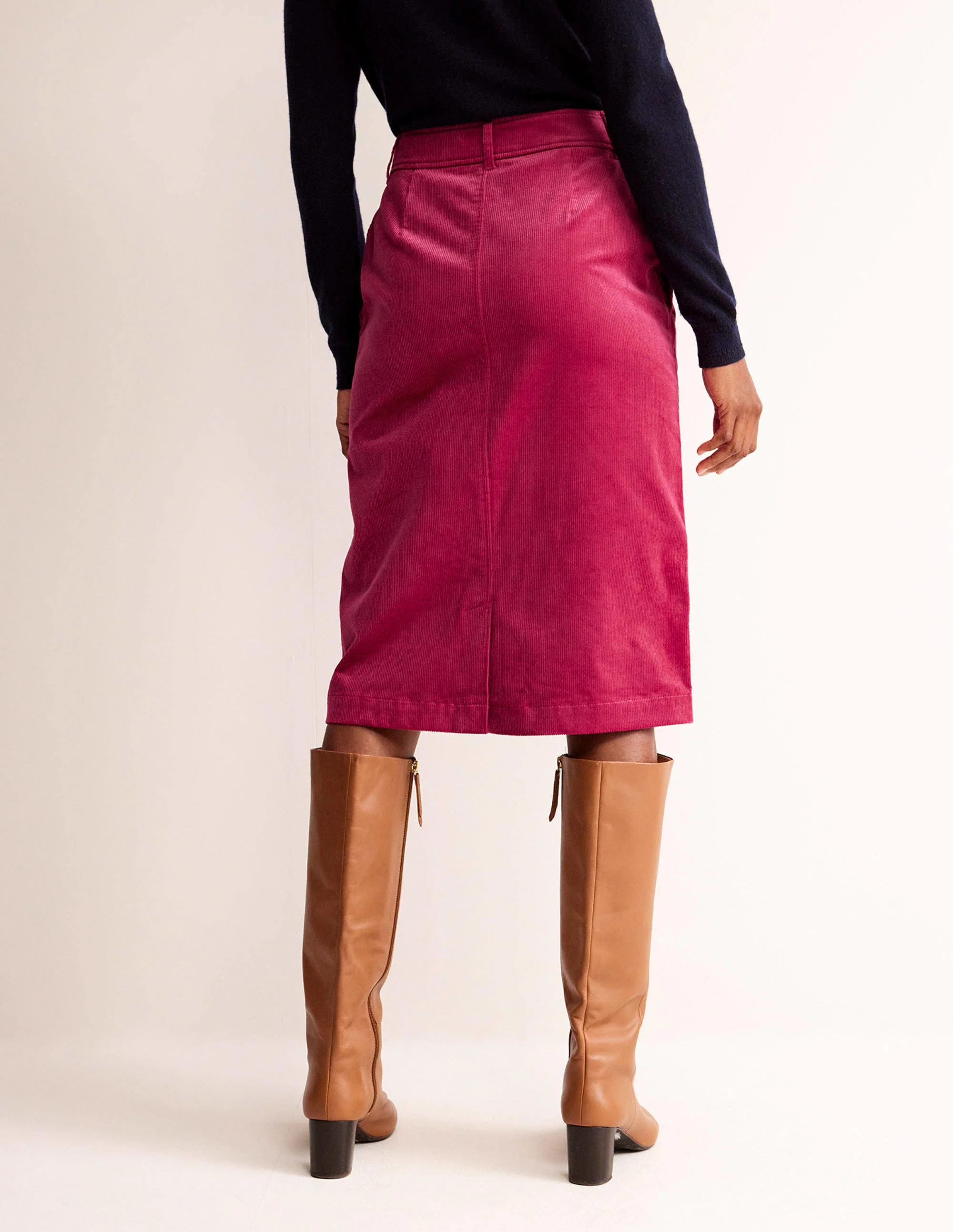 Margot Cord Midi Skirt-Warm Cranberry - Image 3
