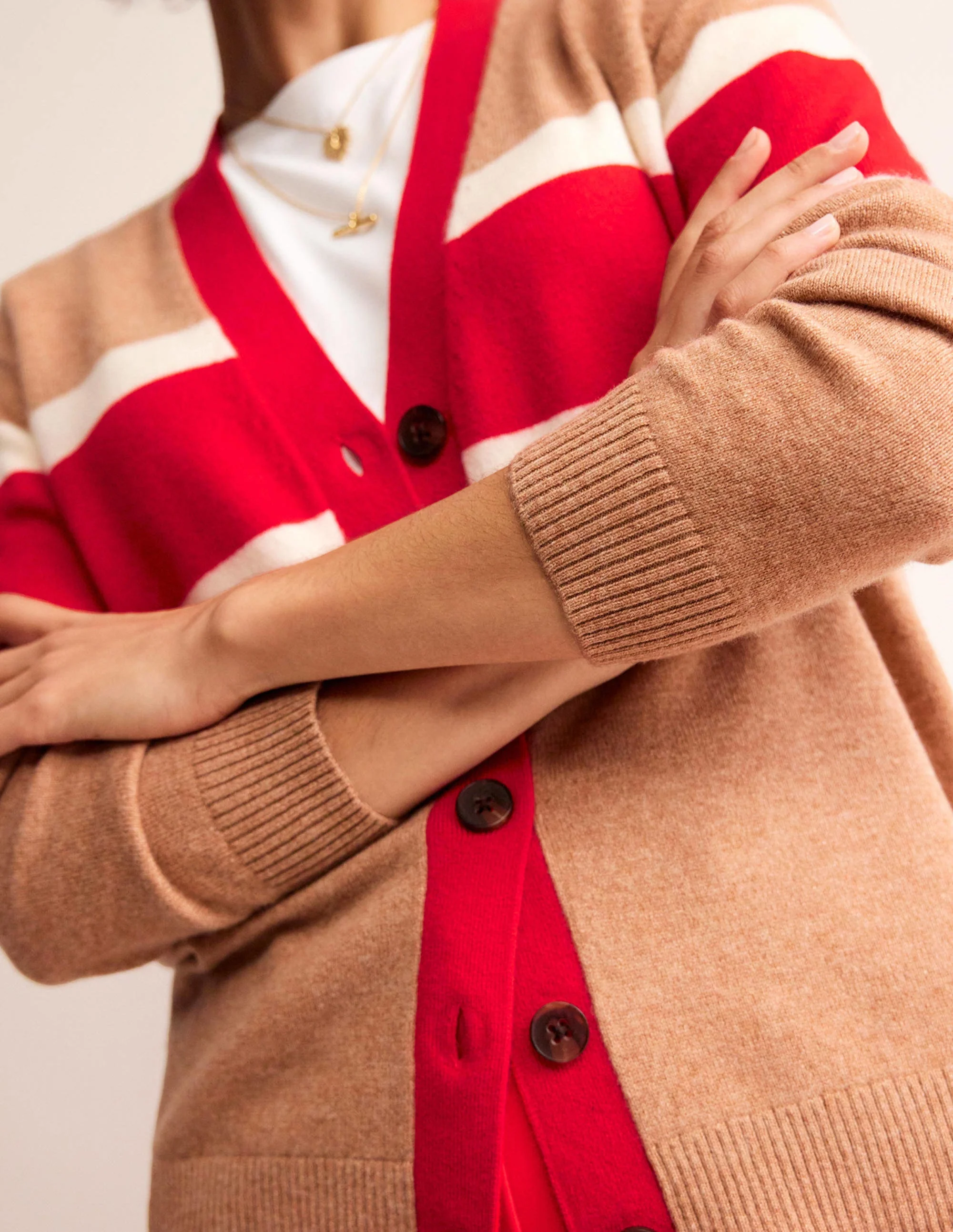 Marianne Cashmere Cardigan-Camel Melange Union Jack - Image 2