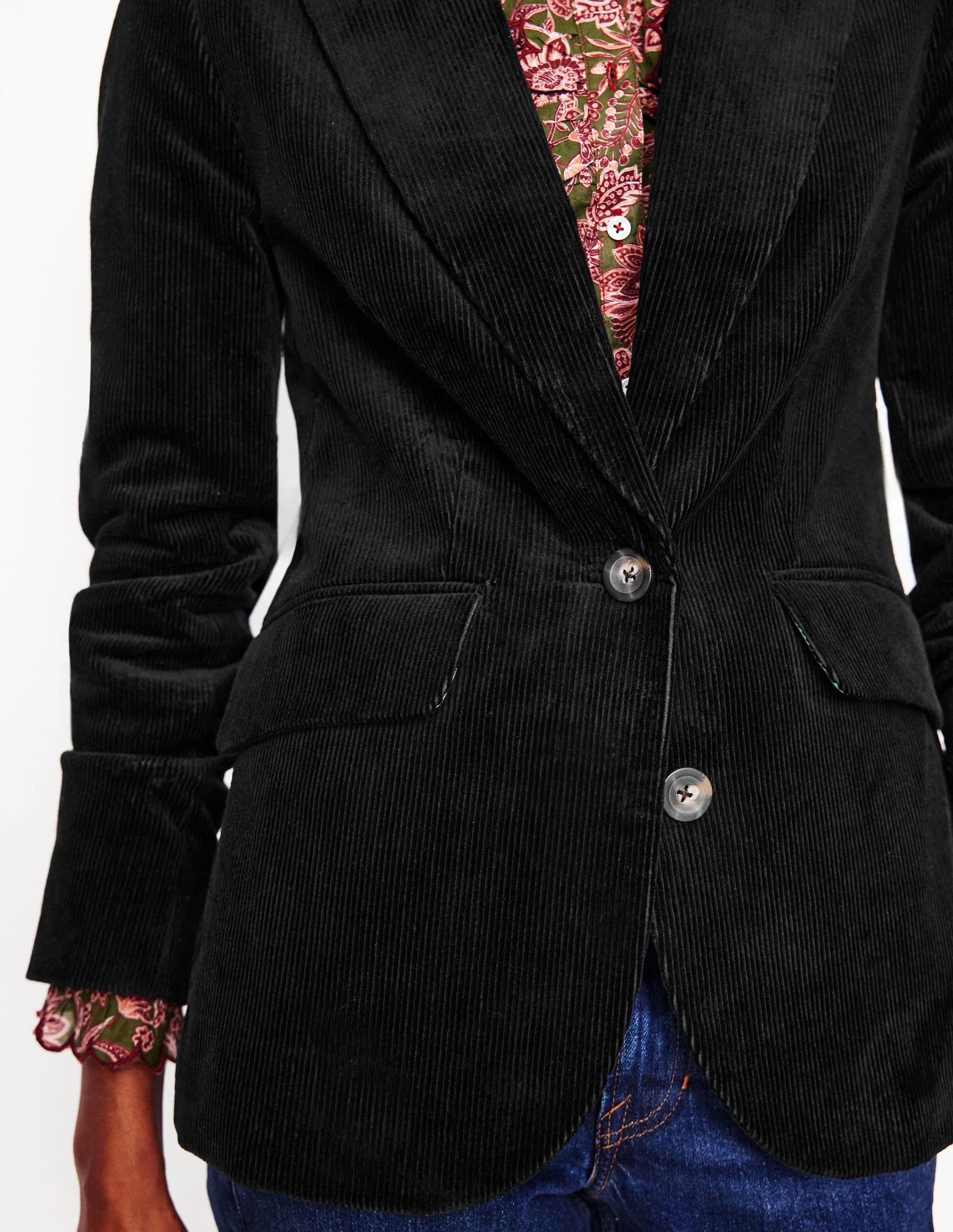 Marylebone Cord Blazer-Black - Image 2