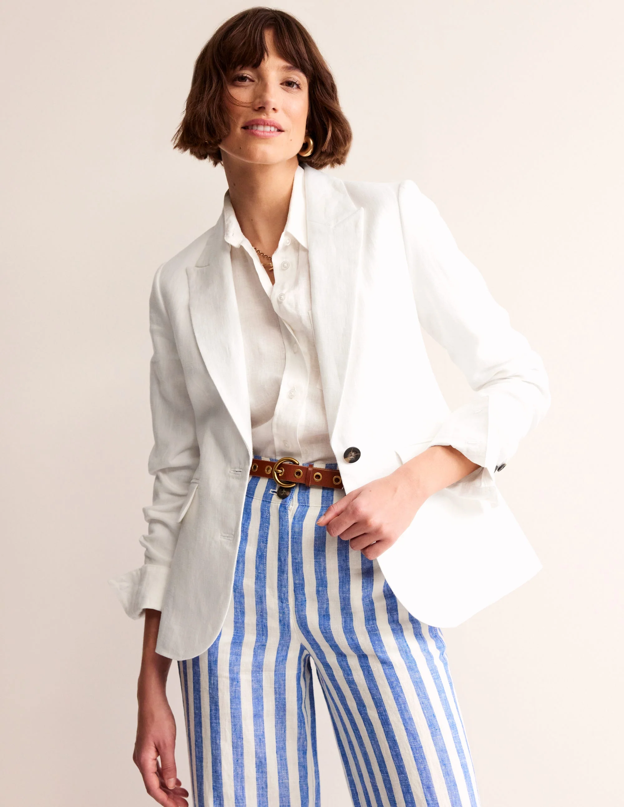 Marylebone Linen Blazer-White - Image 2