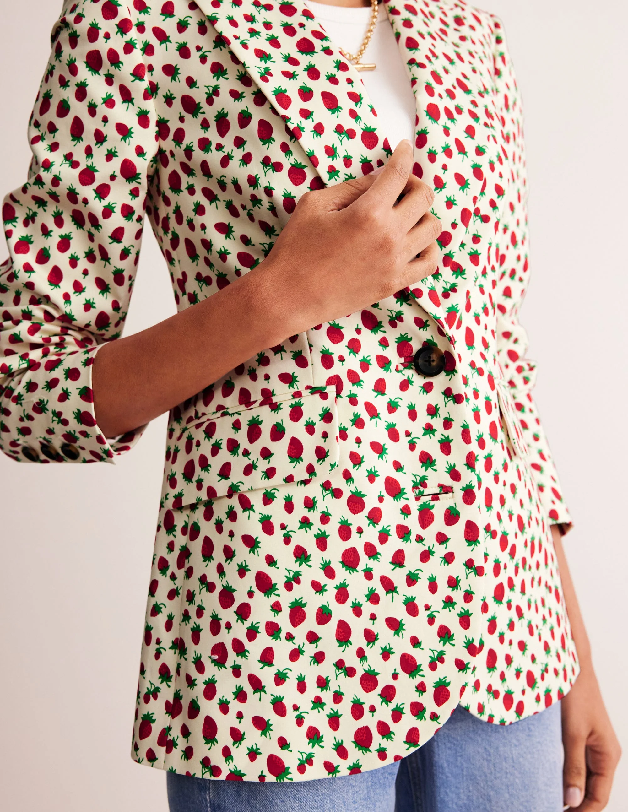Marylebone Sateen Blazer-Multi, Strawberry Vine - Image 2