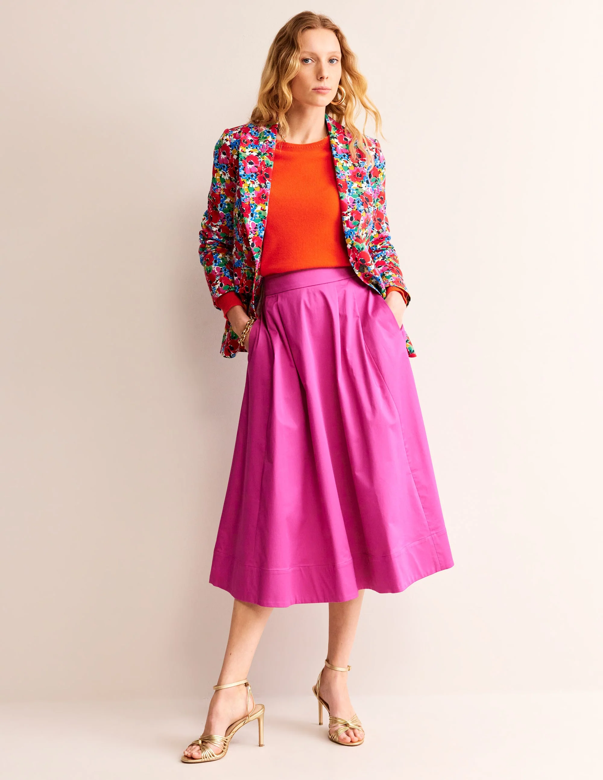Marylebone Sateen Blazer-Multi, Wild Poppy - Image 4