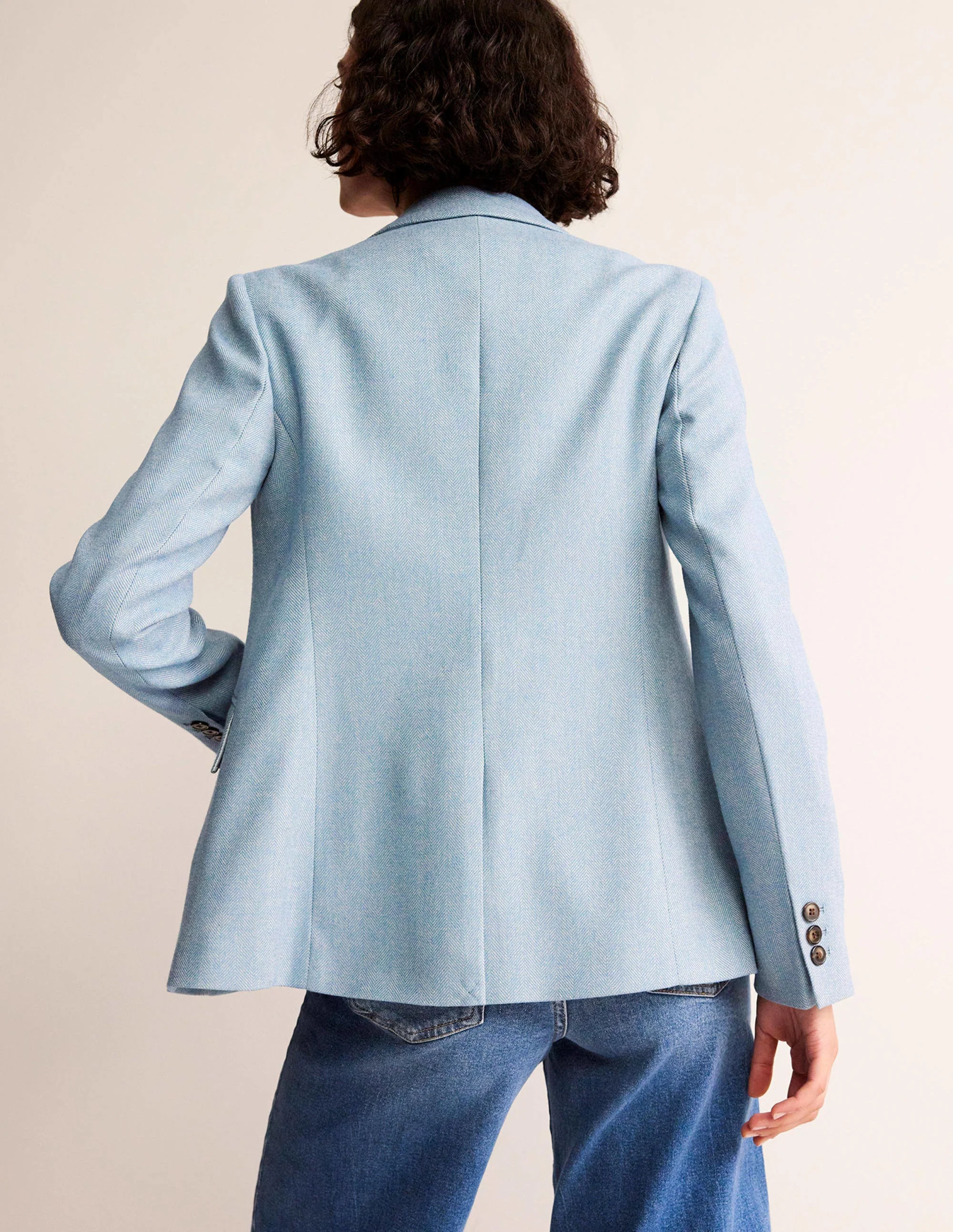 Marylebone Wool-Blend Blazer-Blue Herringbone - Image 3